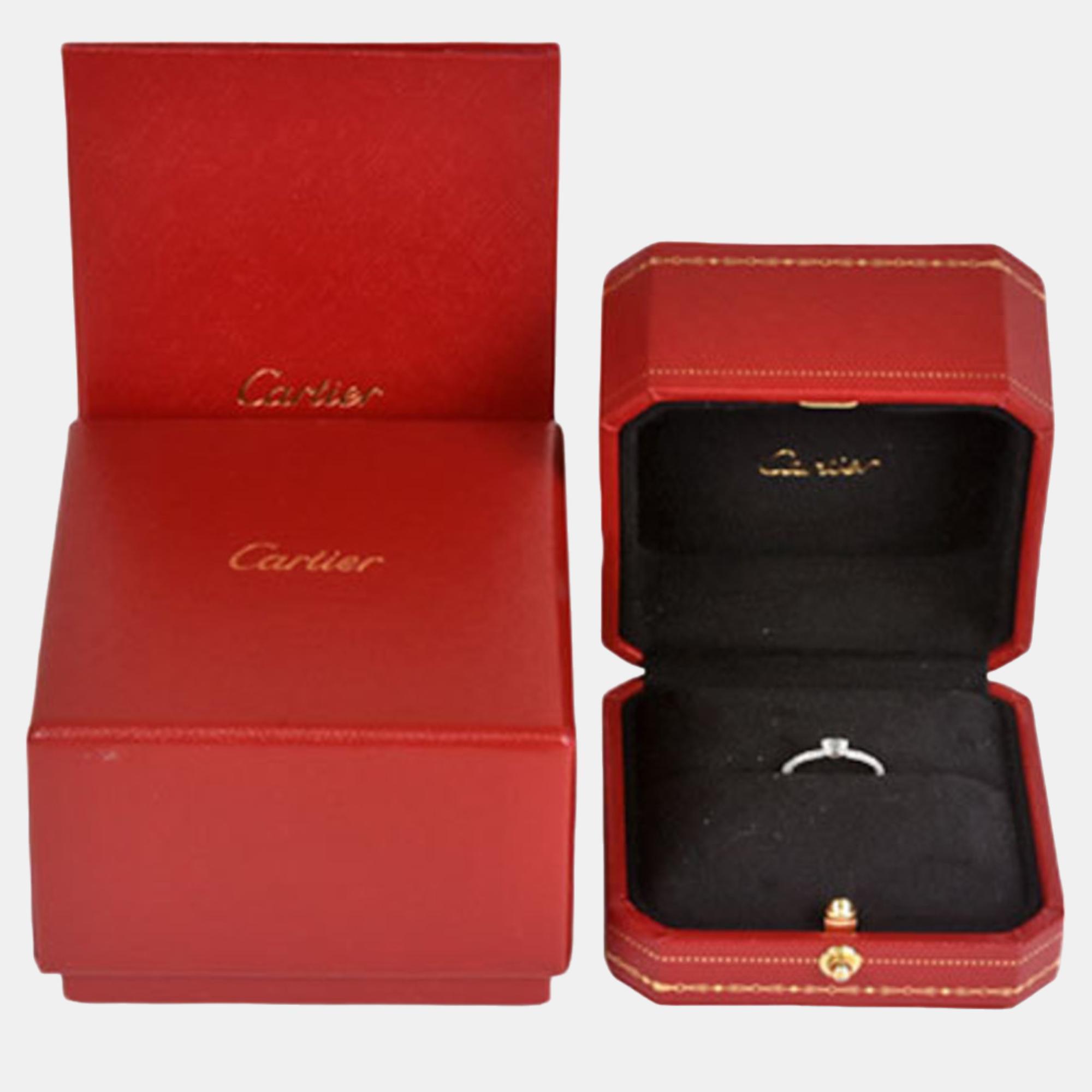Cartier Etincelle De Cartier 18K White Gold Diamond Ring EU 46