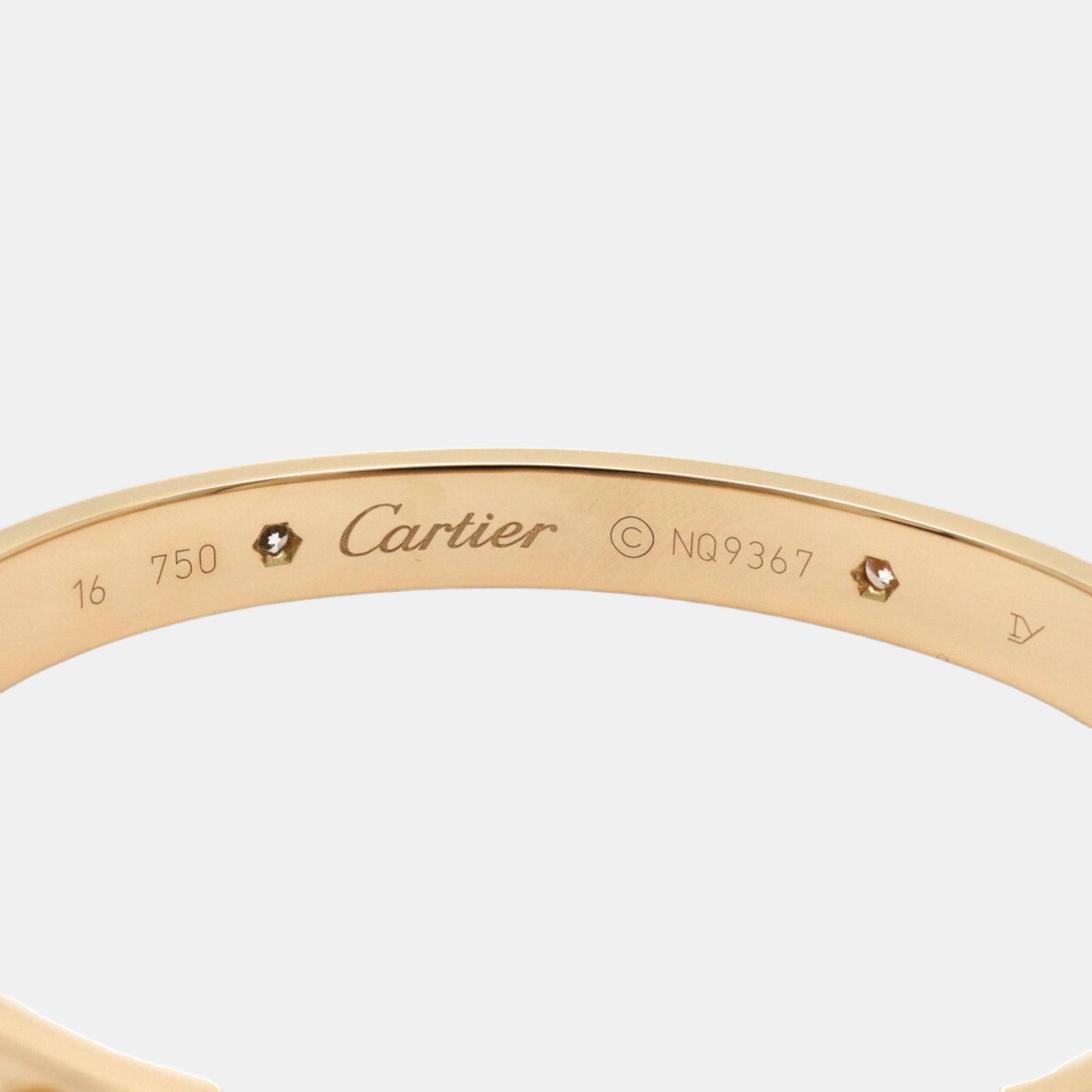 Cartier Love 18K Yellow Gold Diamond Bracelet 16