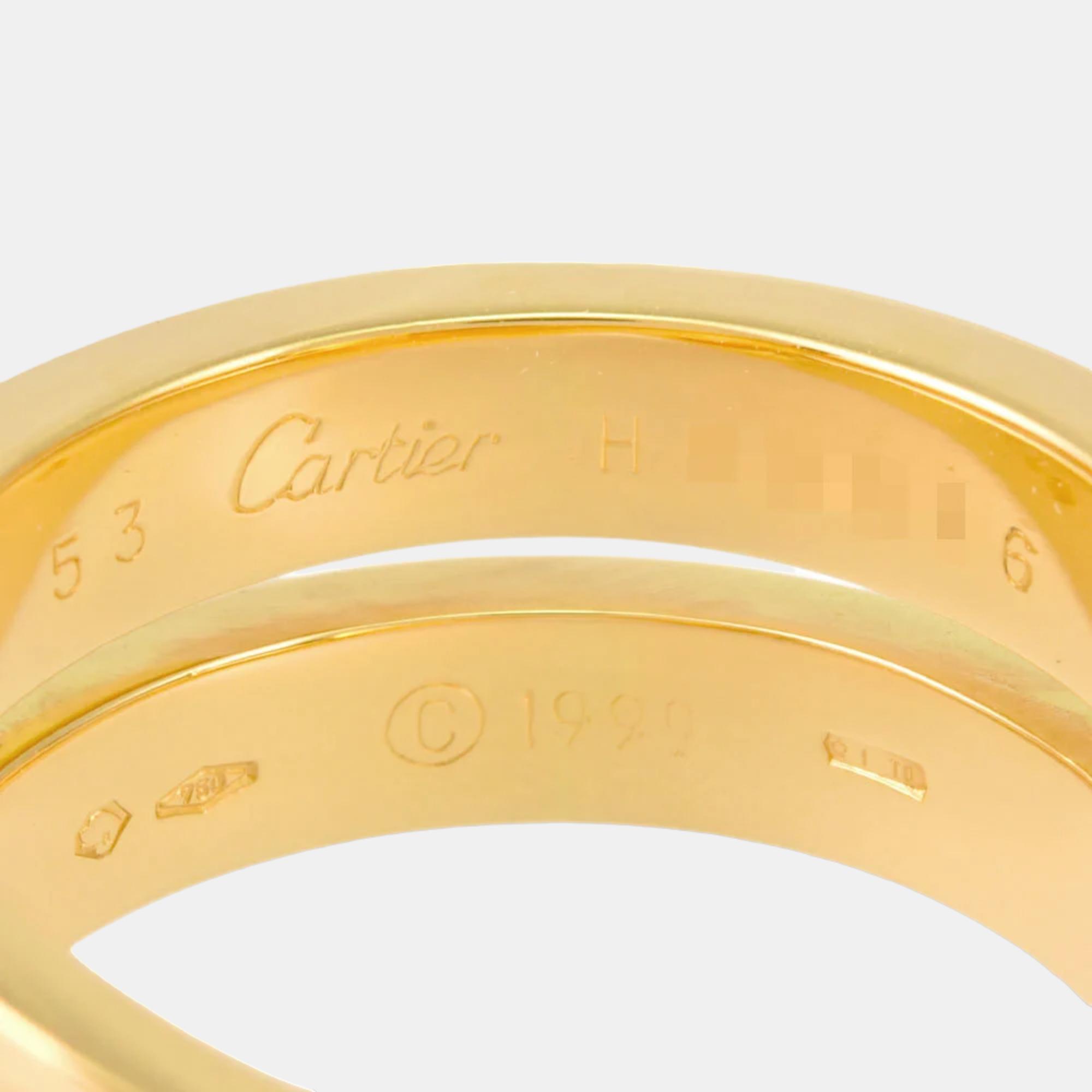 Cartier Paris Nouvelle Vague 18K Yellow Gold Ring EU 53