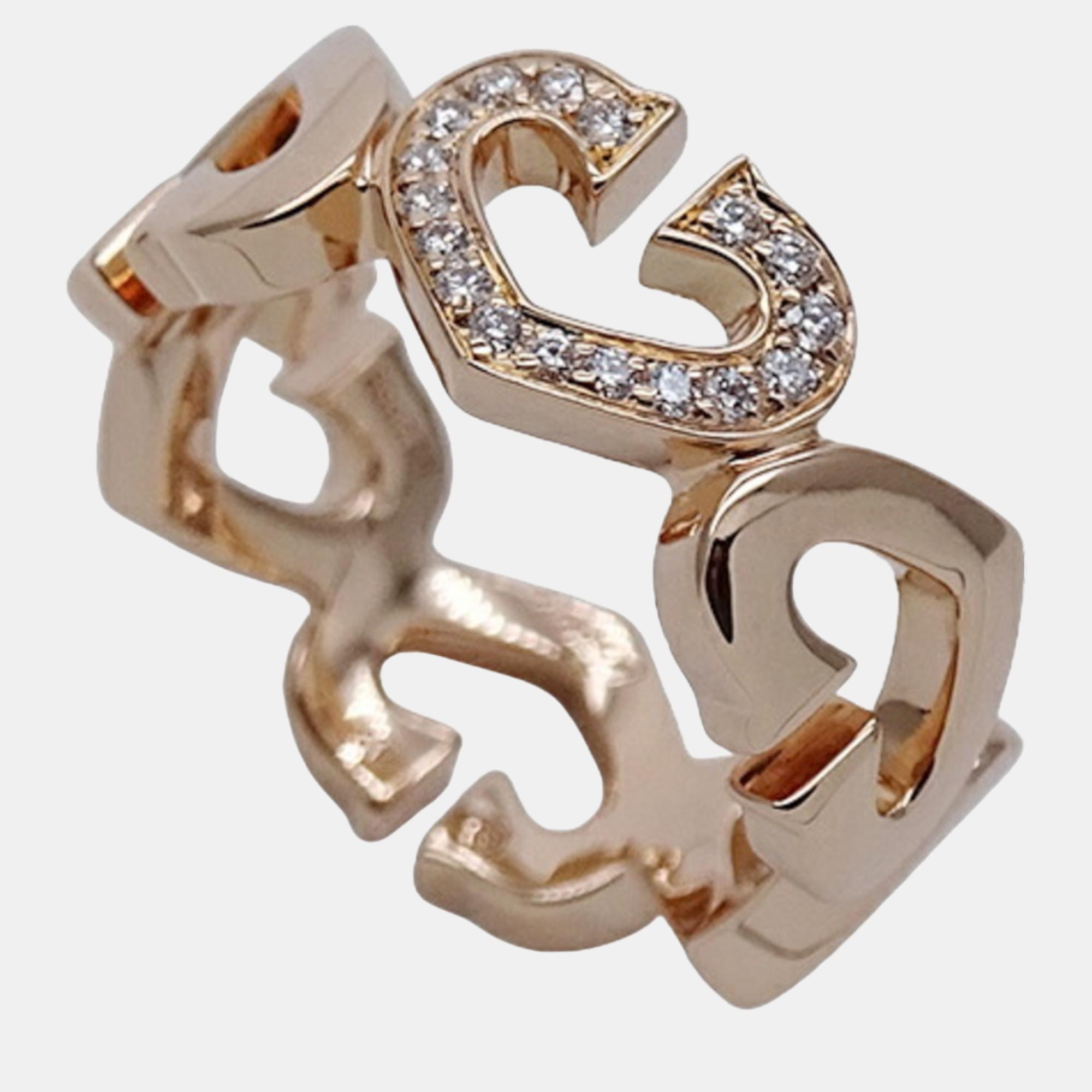 Cartier Heart C 18K Rose Gold Diamond Ring EU 48