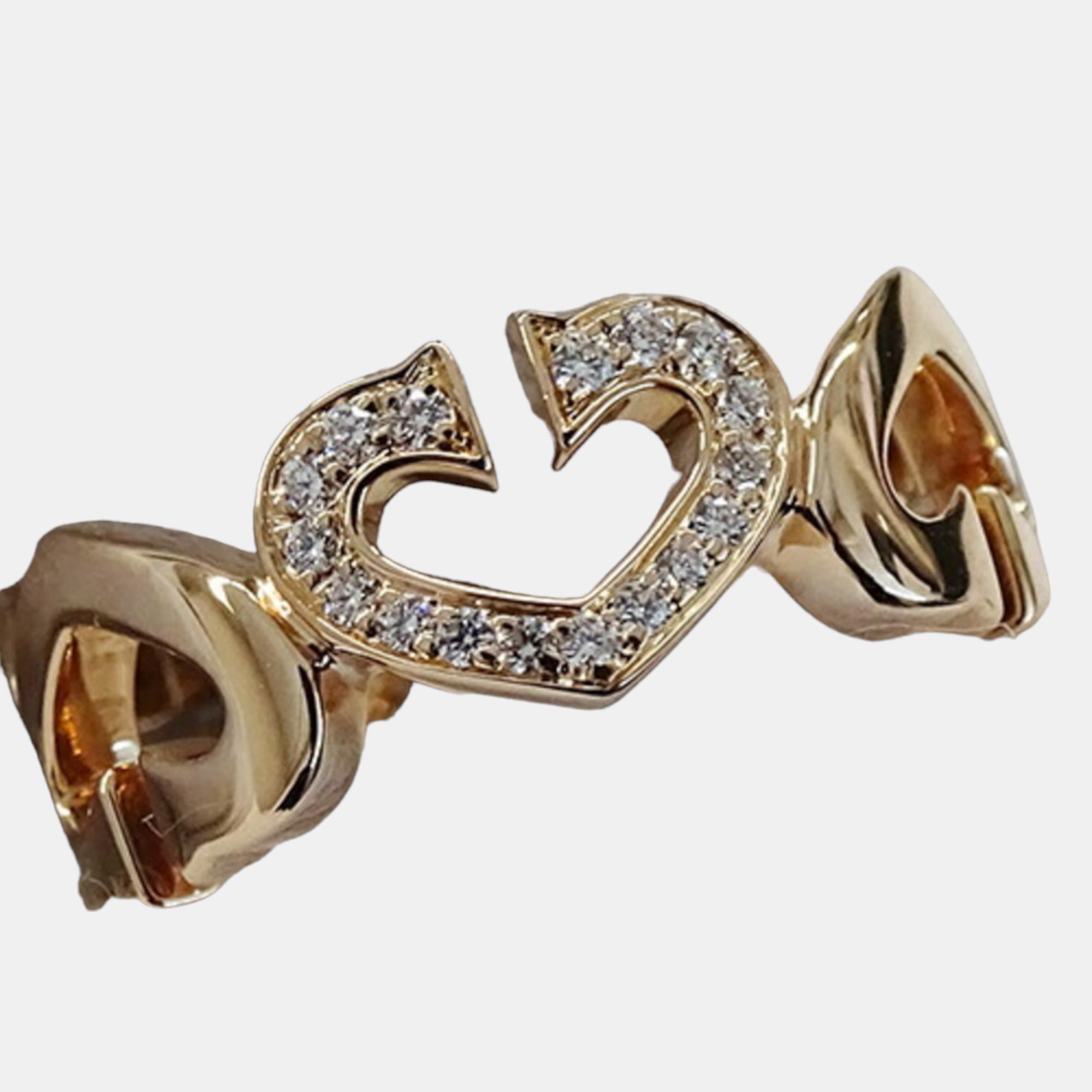 Cartier Heart C 18K Rose Gold Diamond Ring EU 48