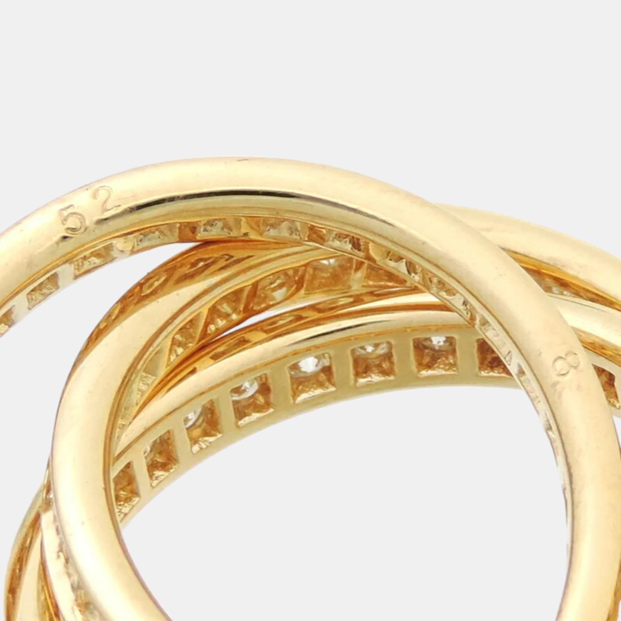 Cartier Vintage Trinity 18K Yellow Gold Diamond Ring EU 52