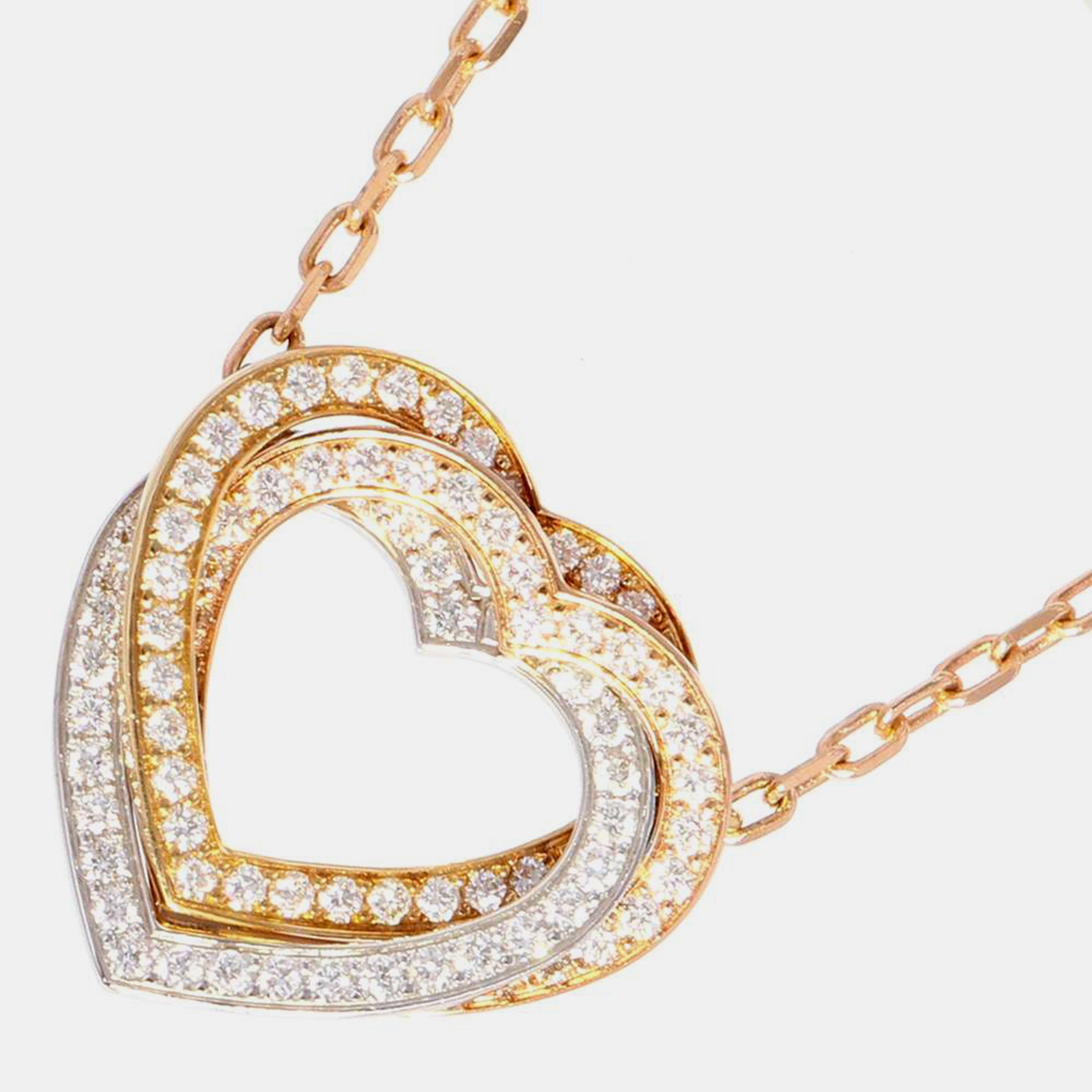 Cartier Trinity De Cartier Heart 18K Yellow Rose White Gold And Diamond Necklace