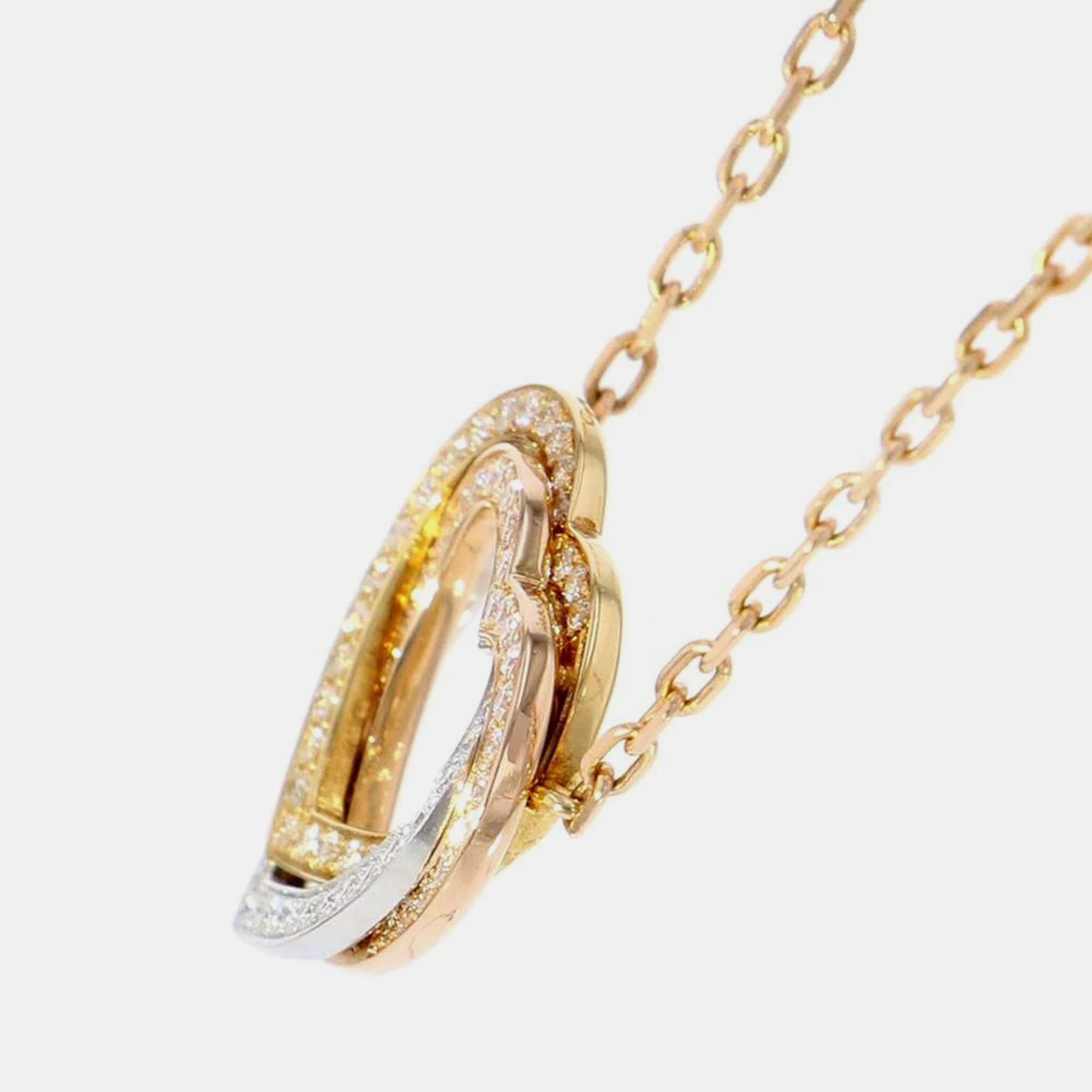 Cartier Trinity De Cartier Heart 18K Yellow Rose White Gold And Diamond Necklace