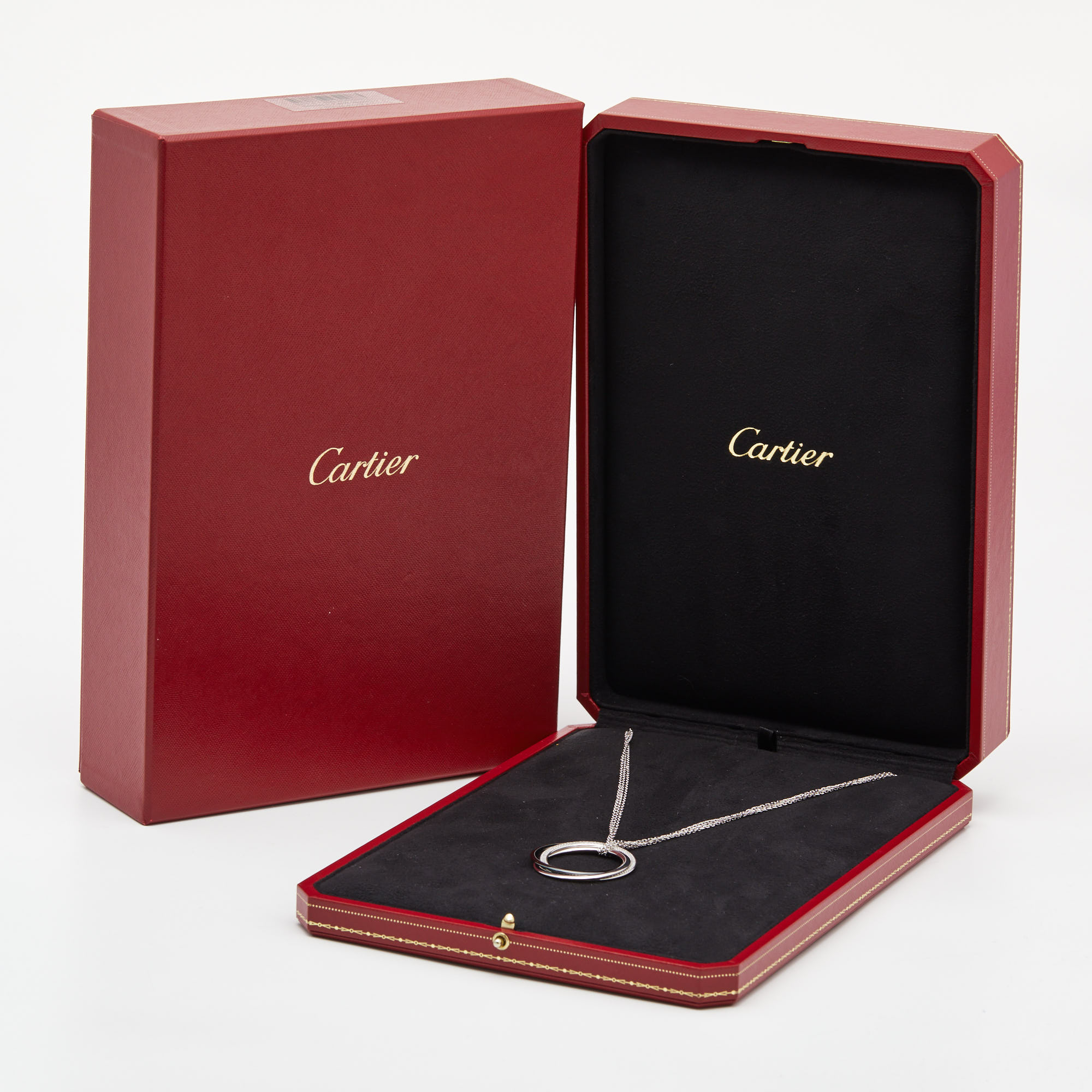 Cartier Trinity Diamond Ceramic 18k White Gold Very Large Model Necklace