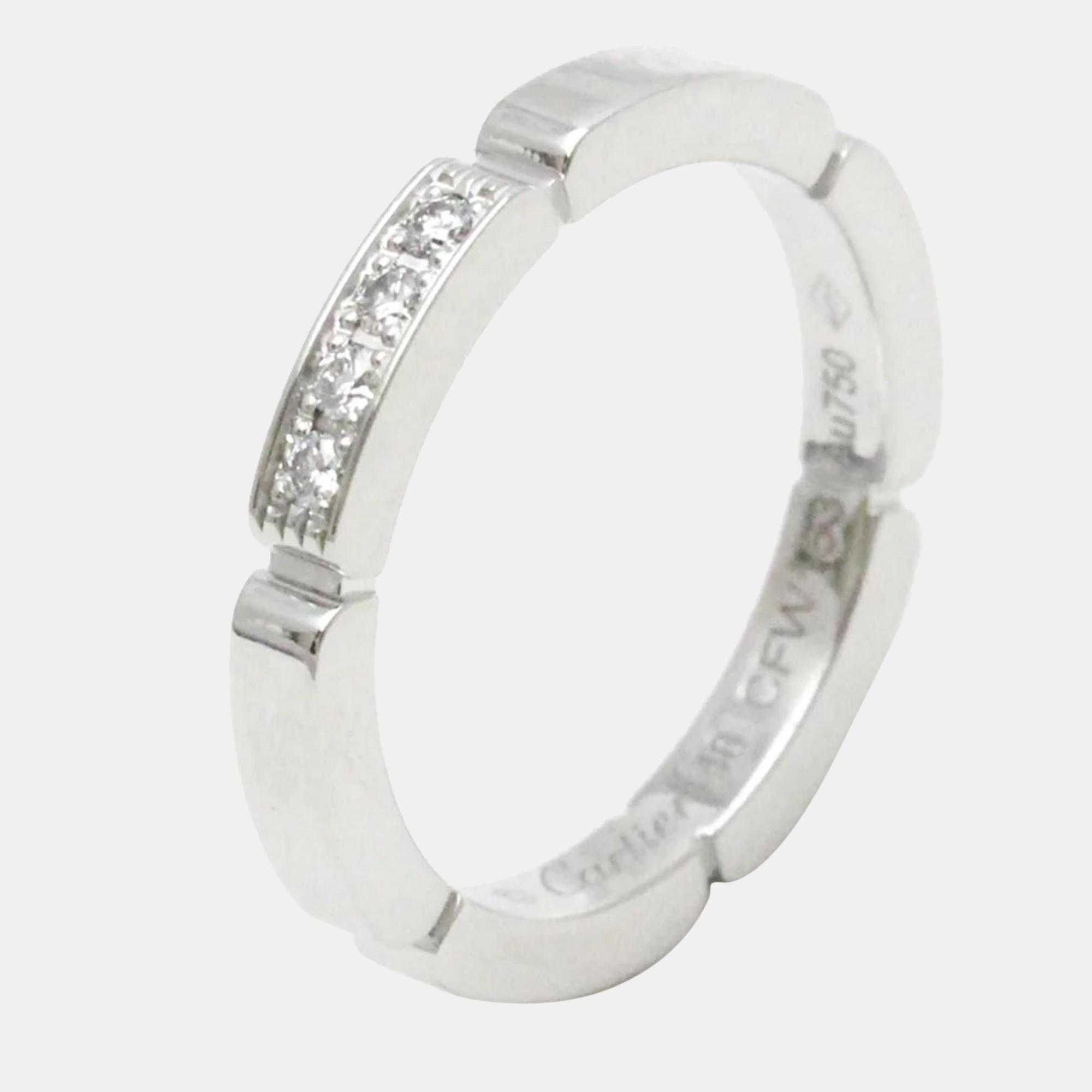 Cartier Maillon Panthere 18K White Gold Diamond Ring EU 48