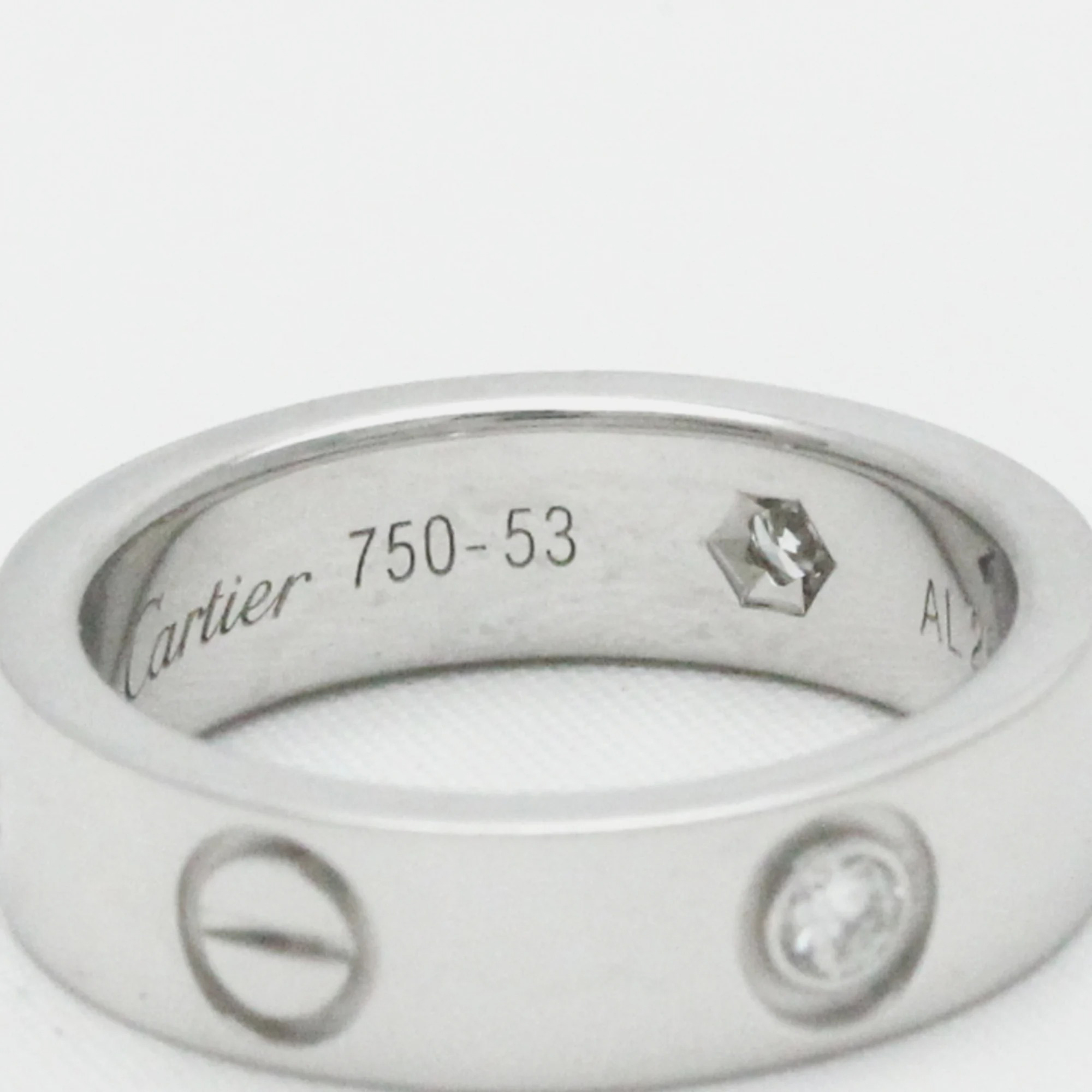 Cartier Love Vintage 18K White Gold Diamond Ring EU 53