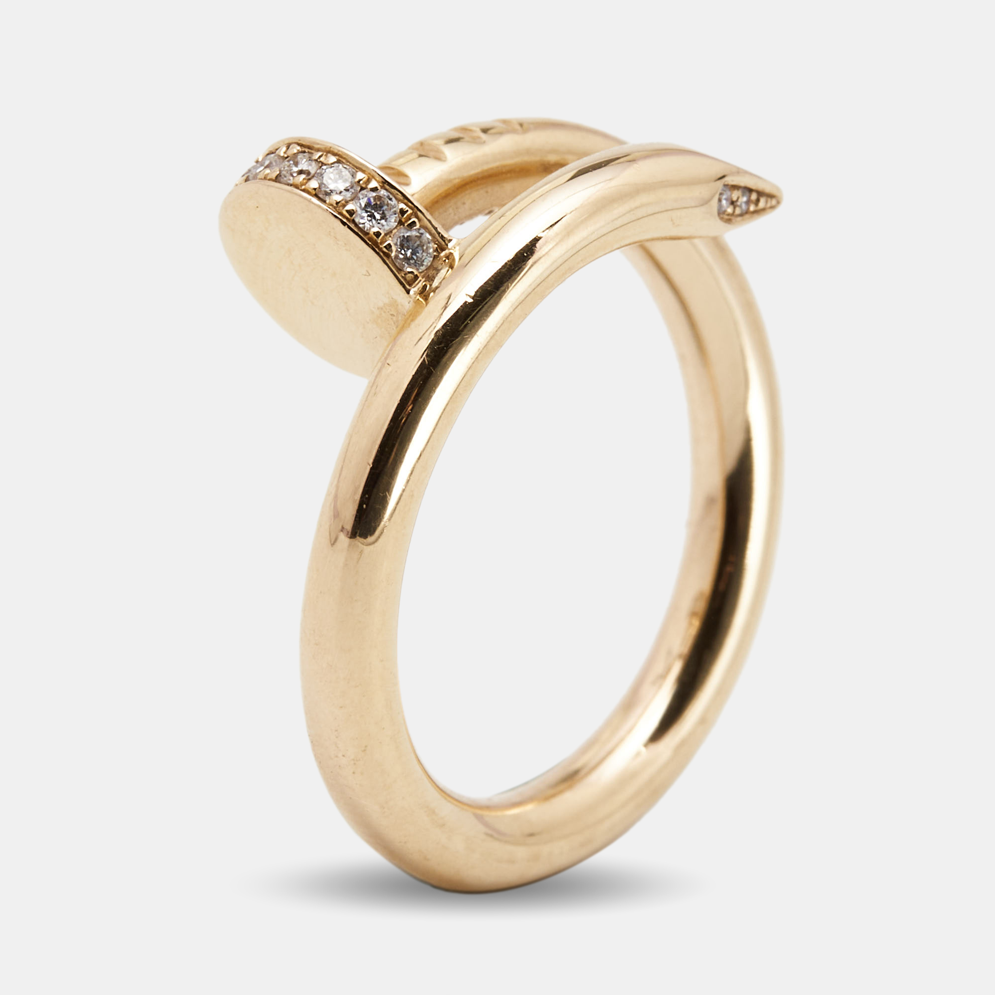 Cartier Juste Un Clou Diamonds 18k Rose Gold Ring Size 50