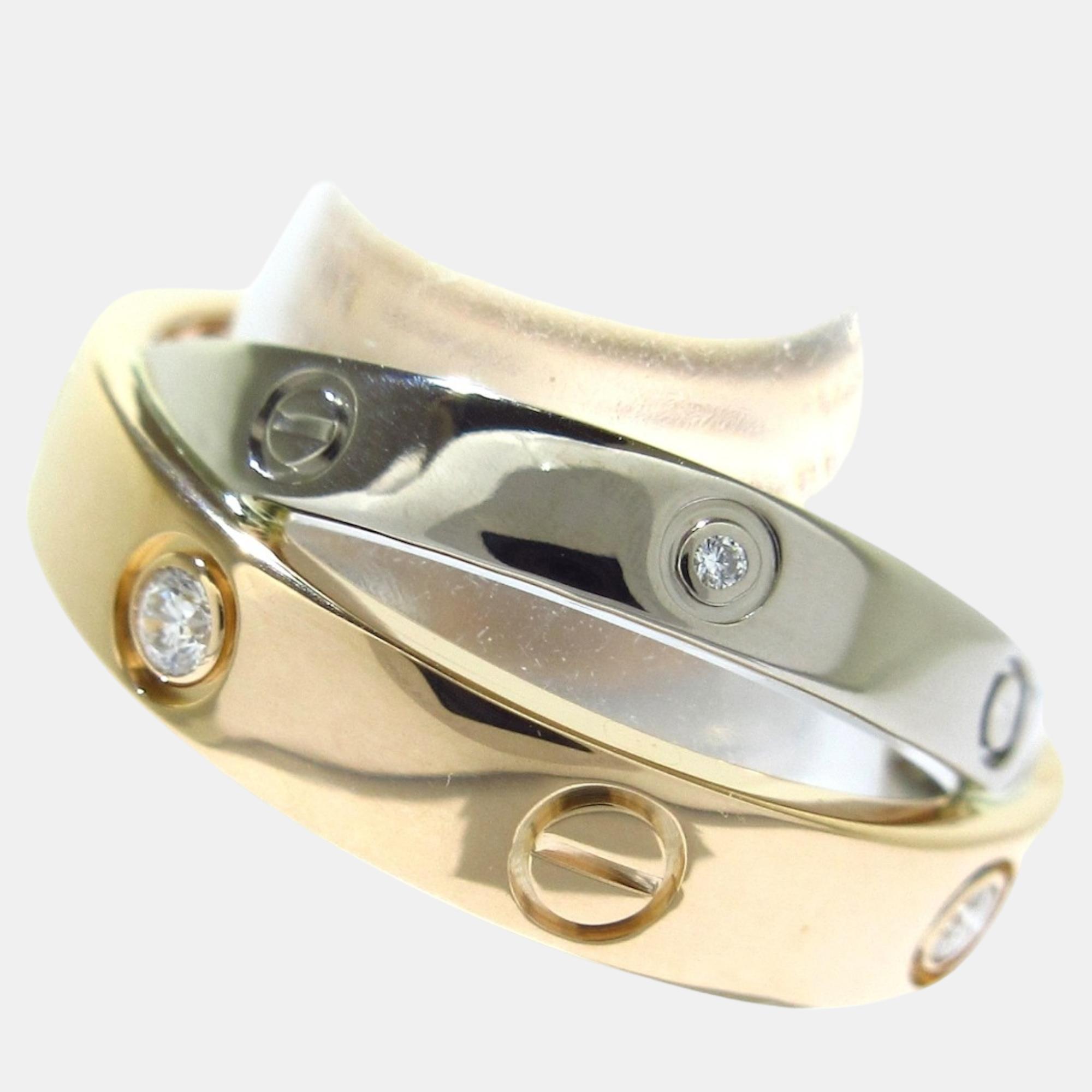 Cartier Love 18K Rose Gold White Gold Diamond Ring EU 48