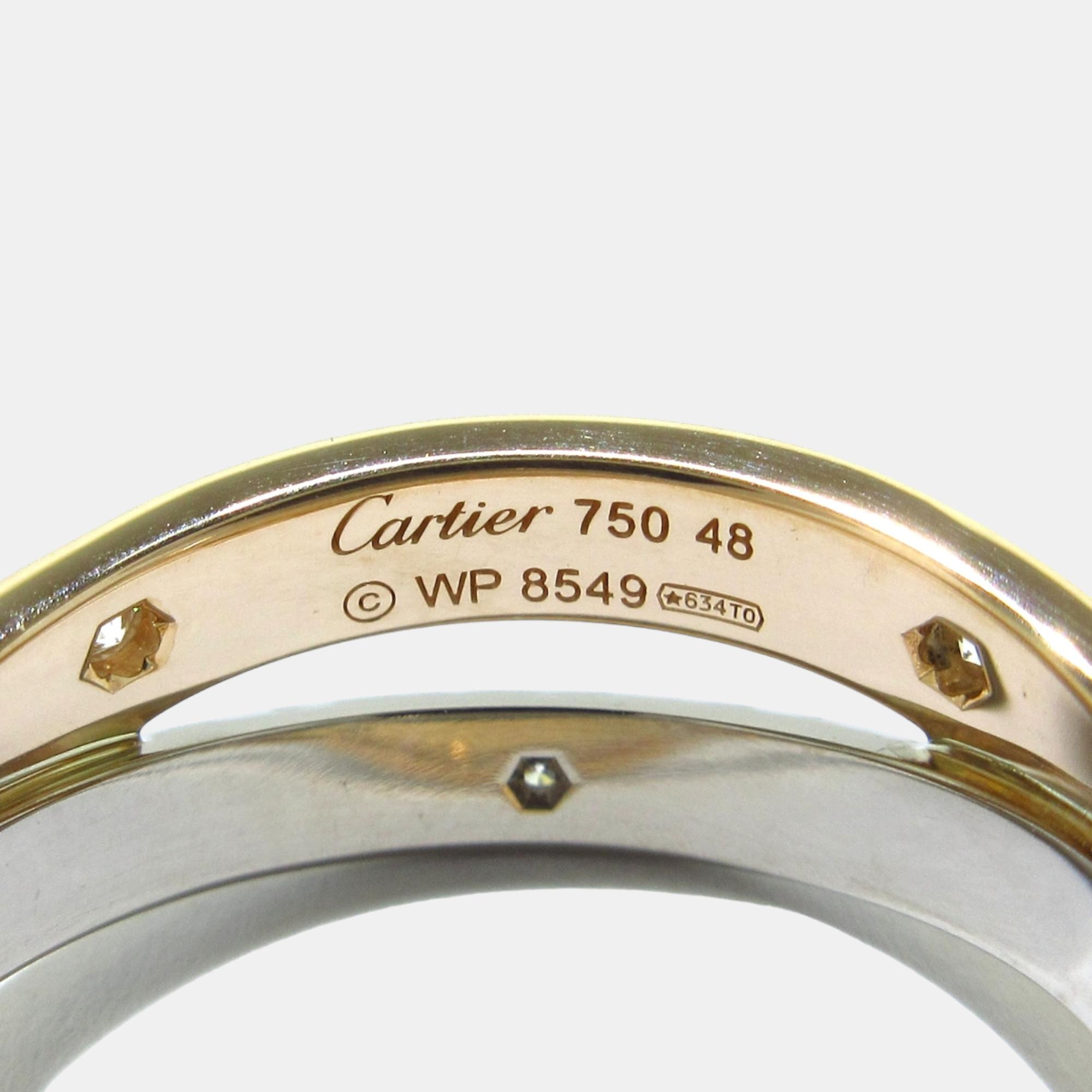 Cartier Love 18K Rose Gold White Gold Diamond Ring EU 48