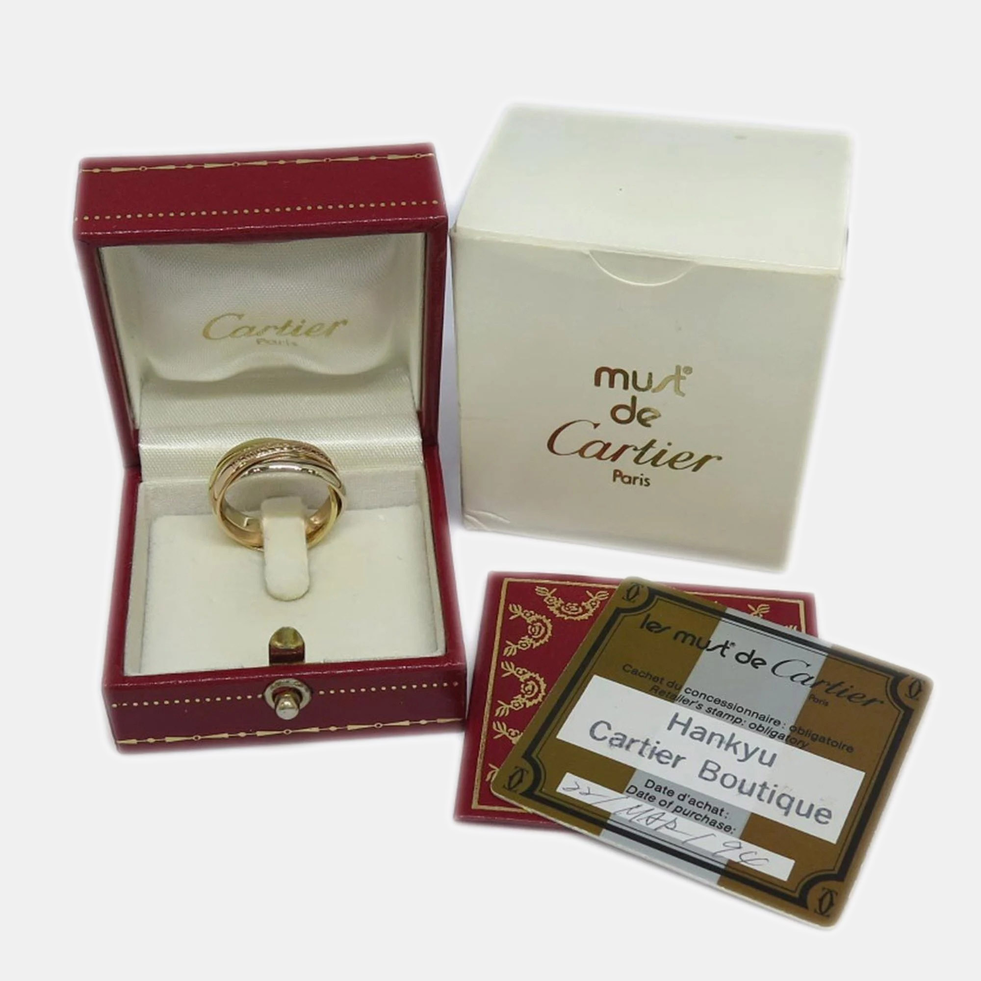 Cartier Les Must De Cartier 18K Yellow Rose And White Gold Ring EU 52
