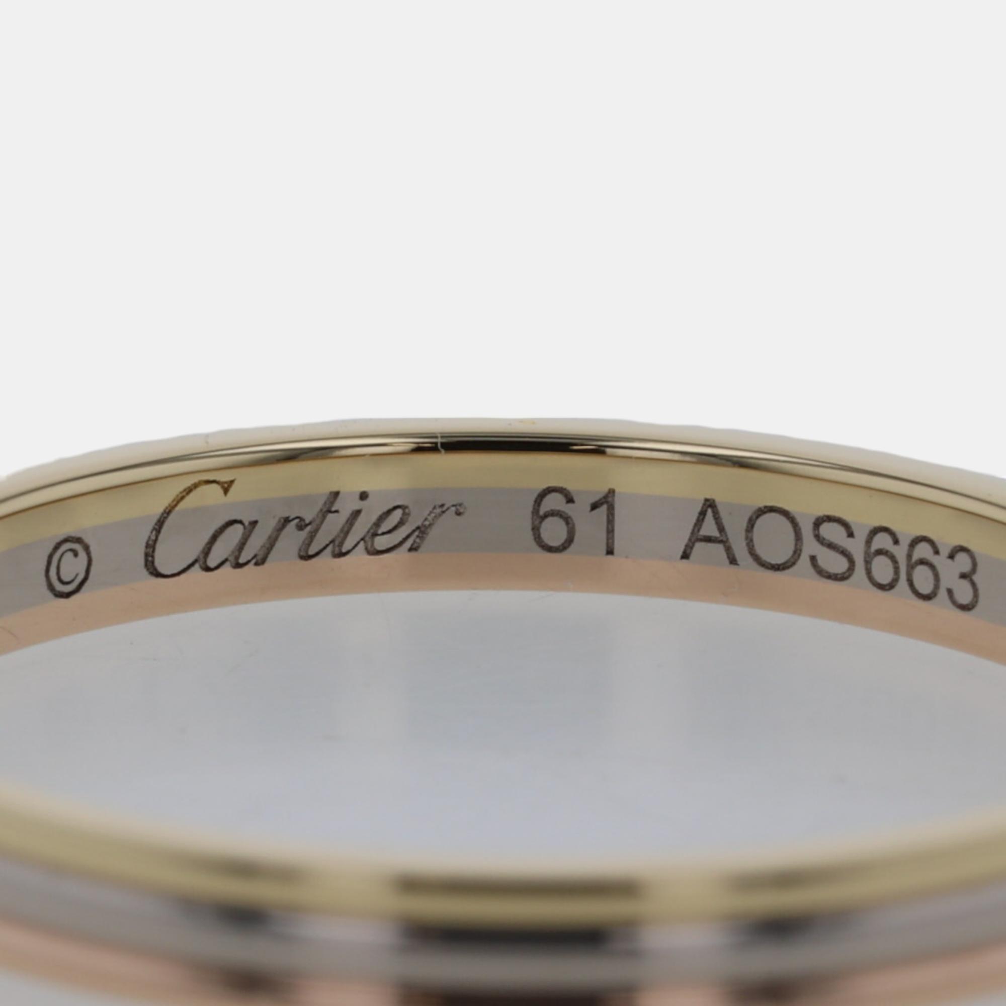 Cartier Vendome 18K Yellow Rose And White Gold Diamond Ring EU 61