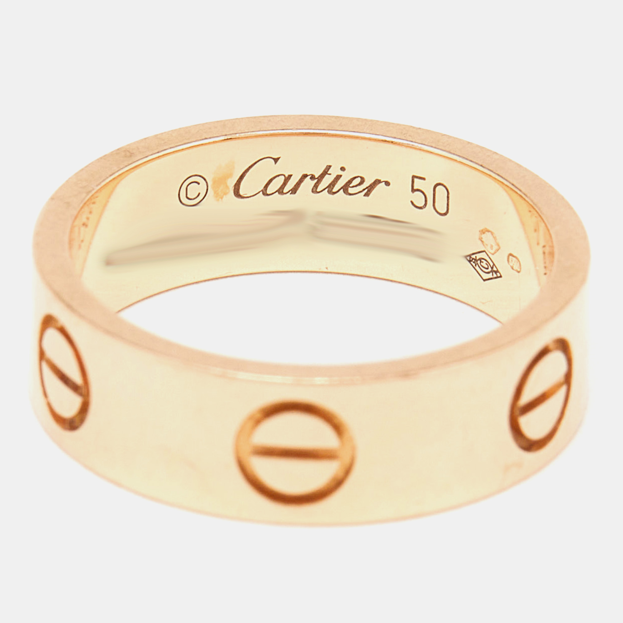 Cartier Love 18K Rose Gold Band Ring Size 50
