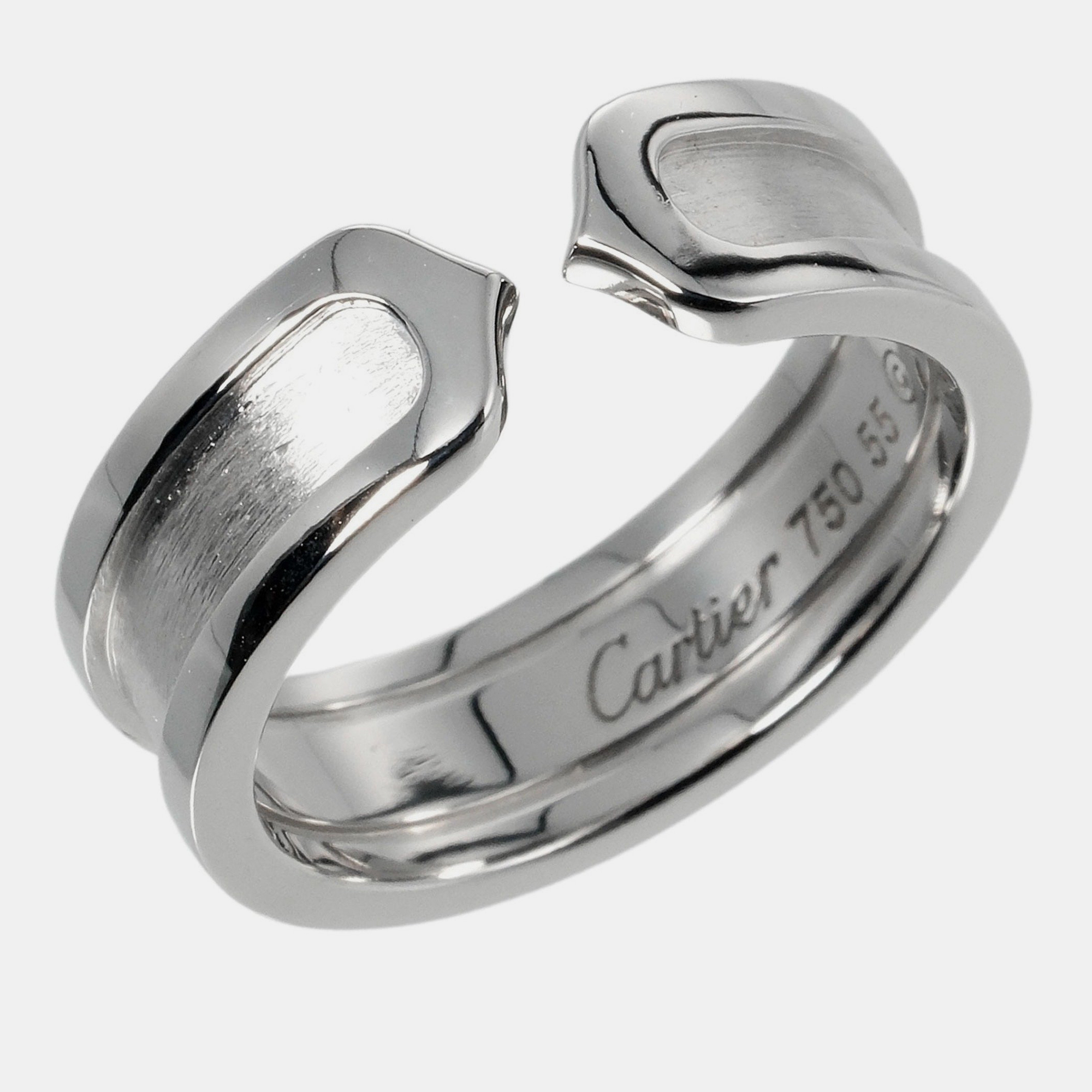 Cartier Double C 18K White Gold Ring EU 55