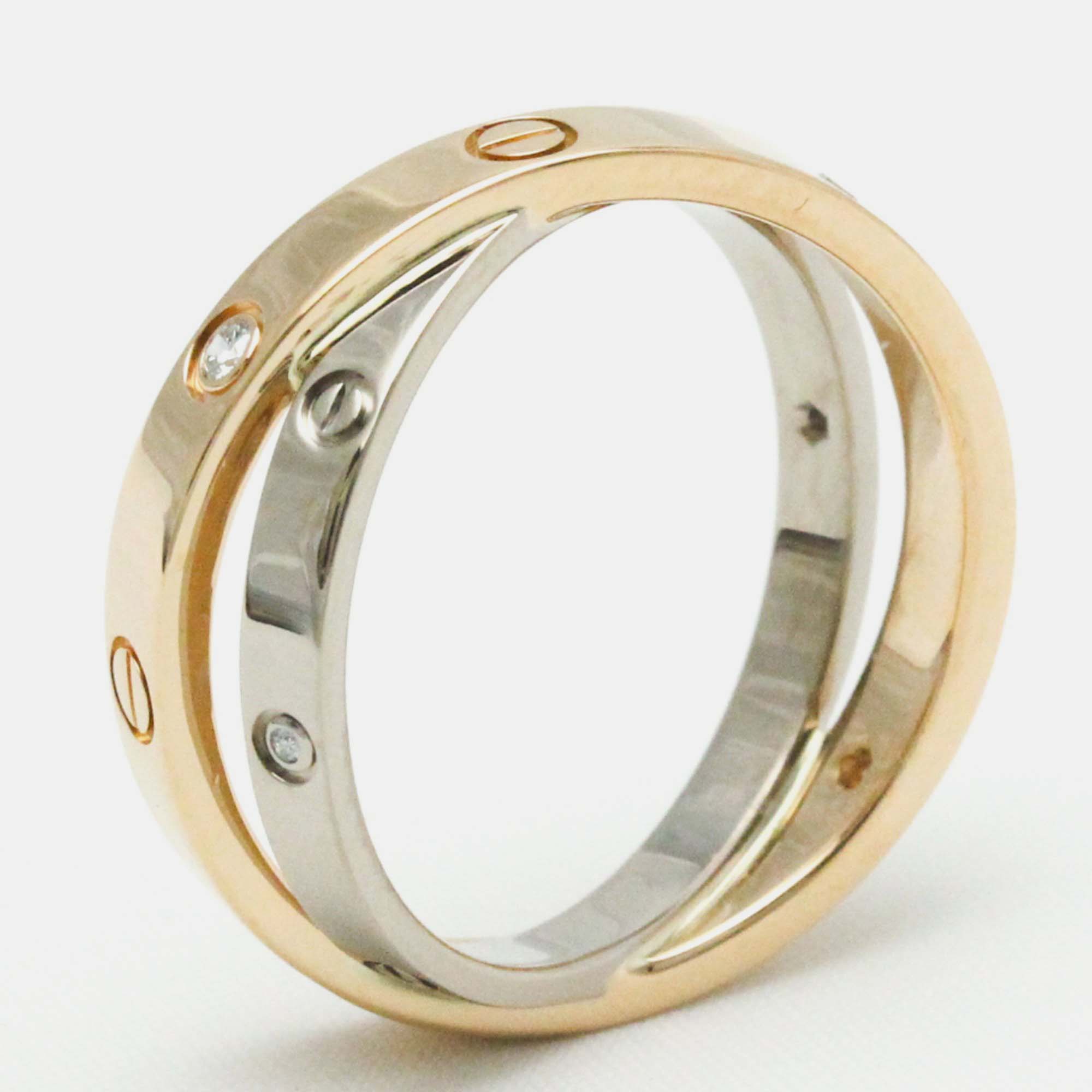 Cartier Love Me 18K Rose White Gold Diamond Ring EU 56