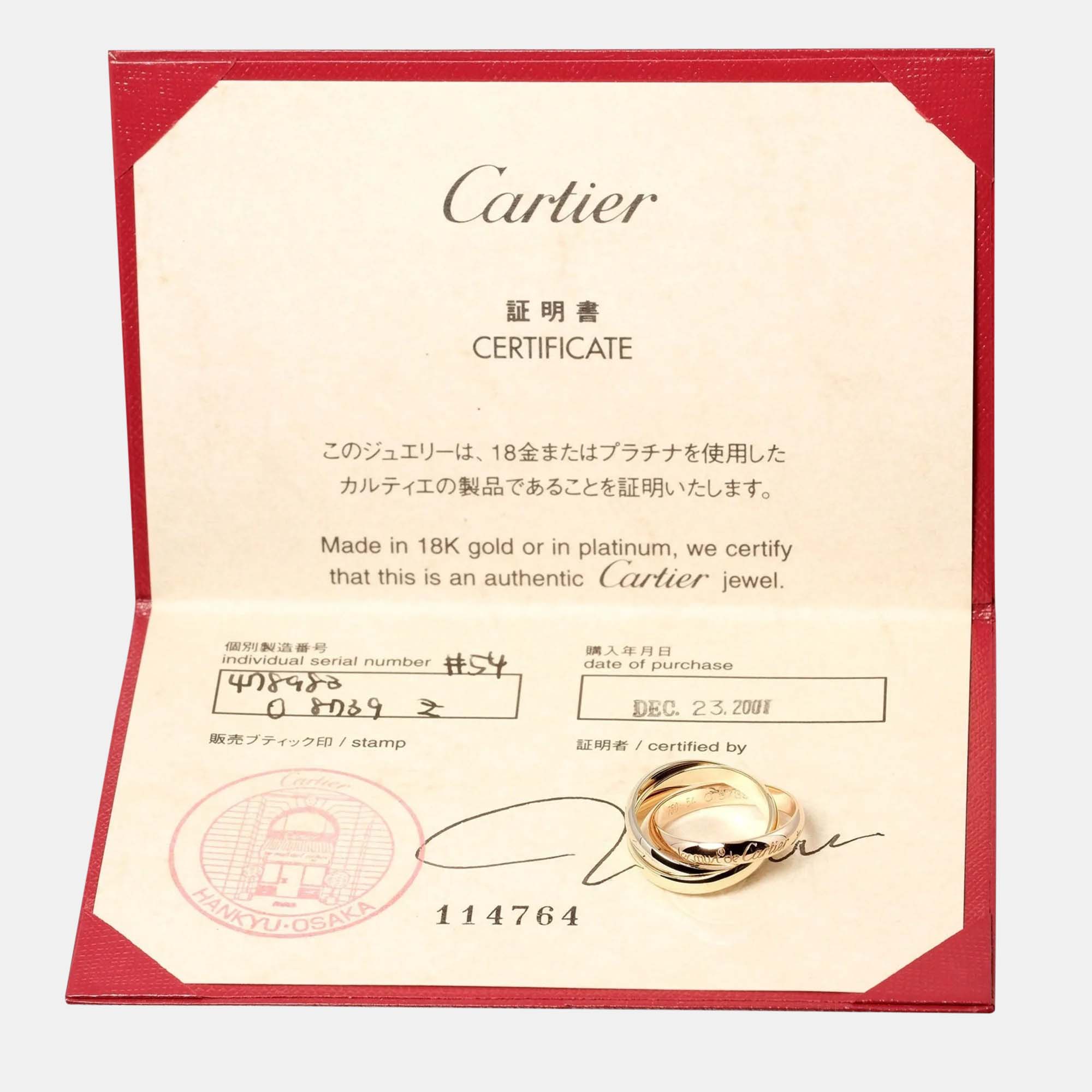 Cartier Les Must De Cartier 18K Yellow Rose And White Gold Ring EU 54