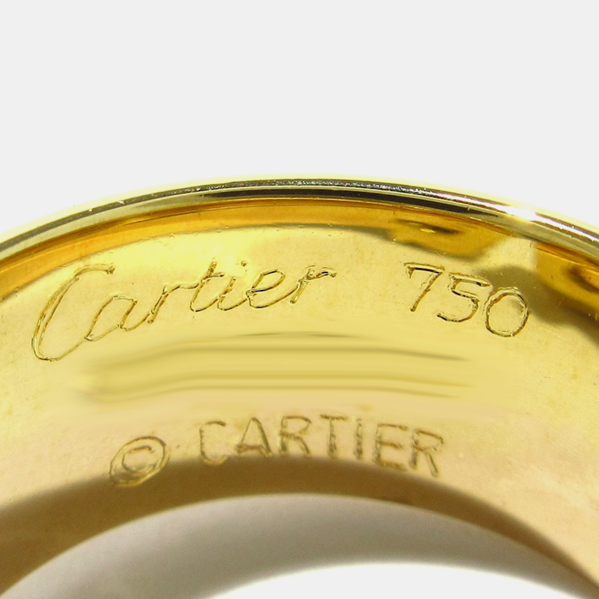 Cartier Trinity Double C 18K Yellow Rose And White Gold Ring EU 49