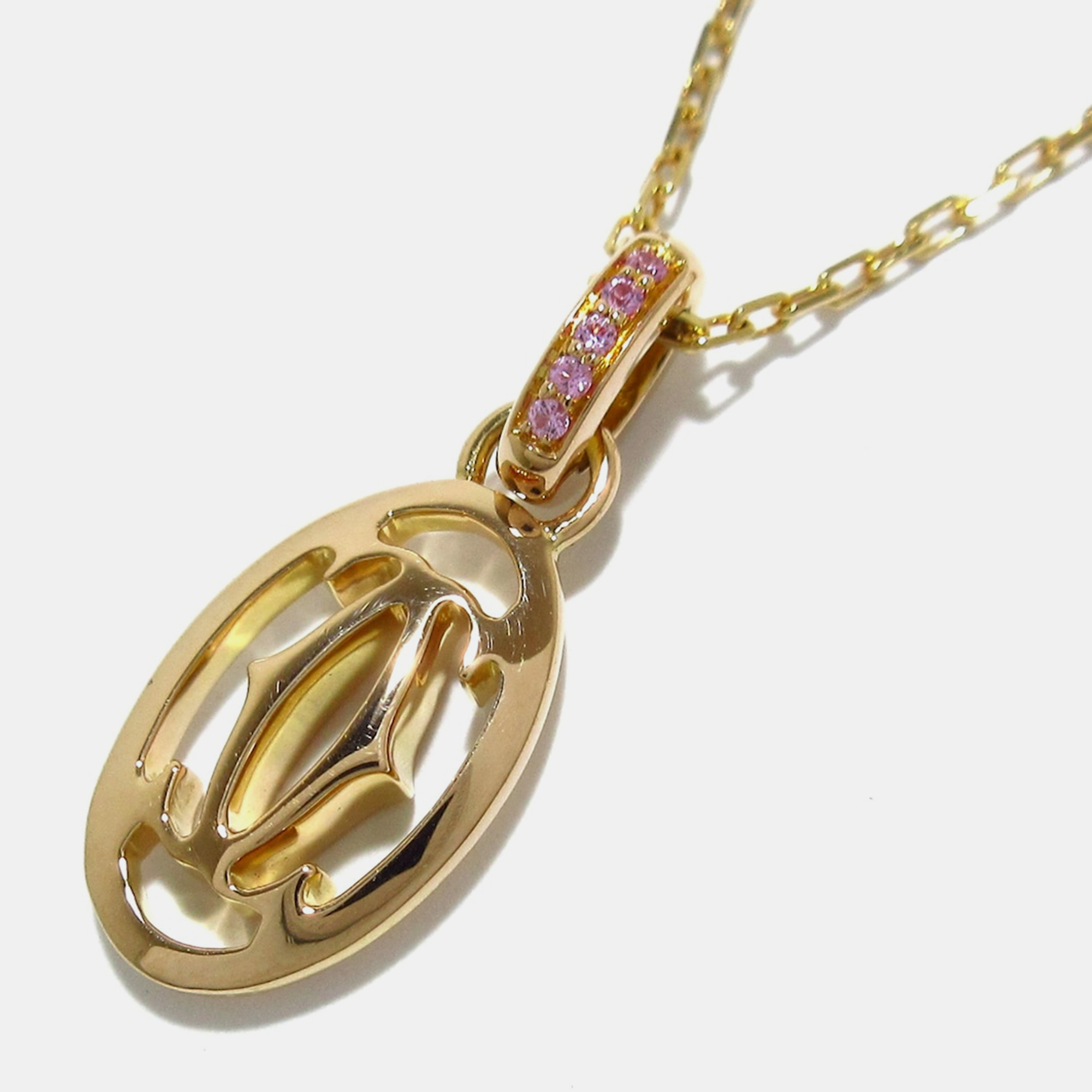 Cartier Logo Double C 18K Rose Gold Sapphire Necklace