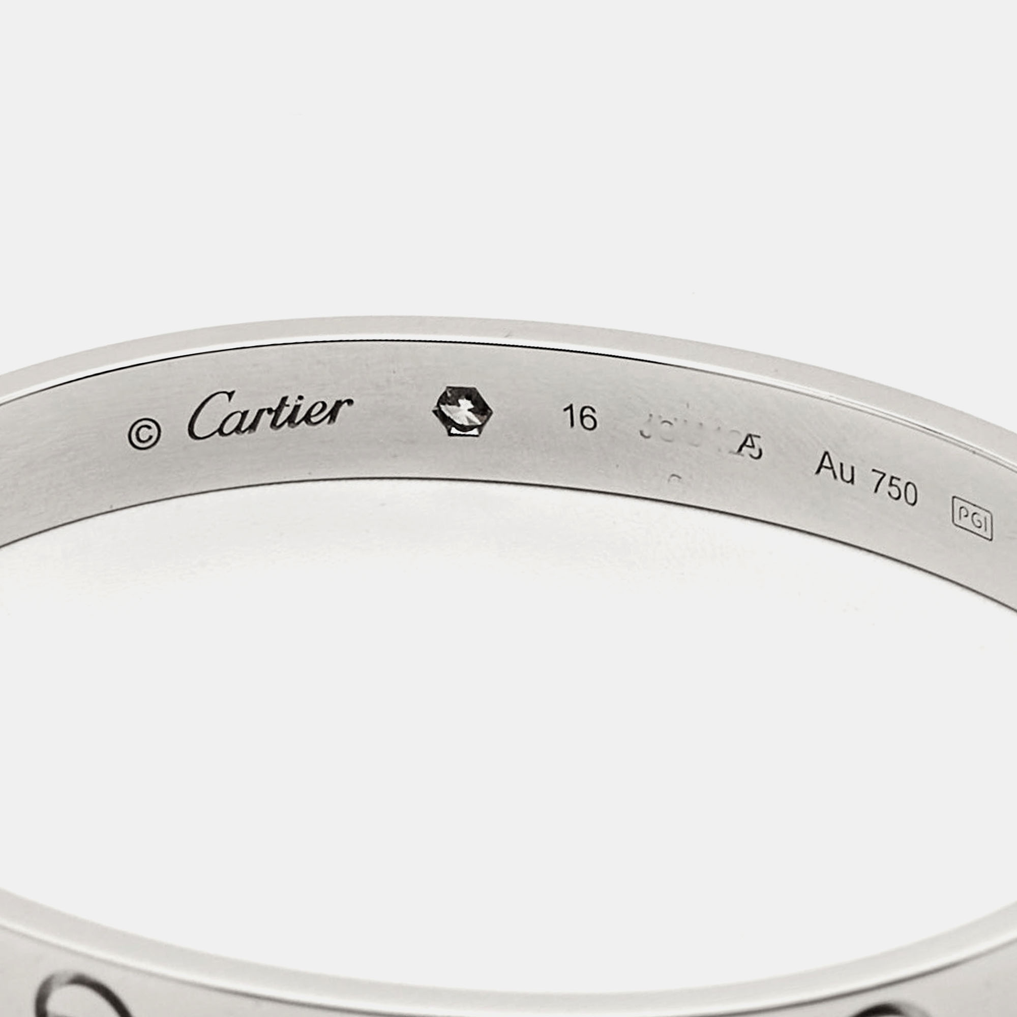Cartier Love 4 Diamond 18k White Gold Bracelet 16
