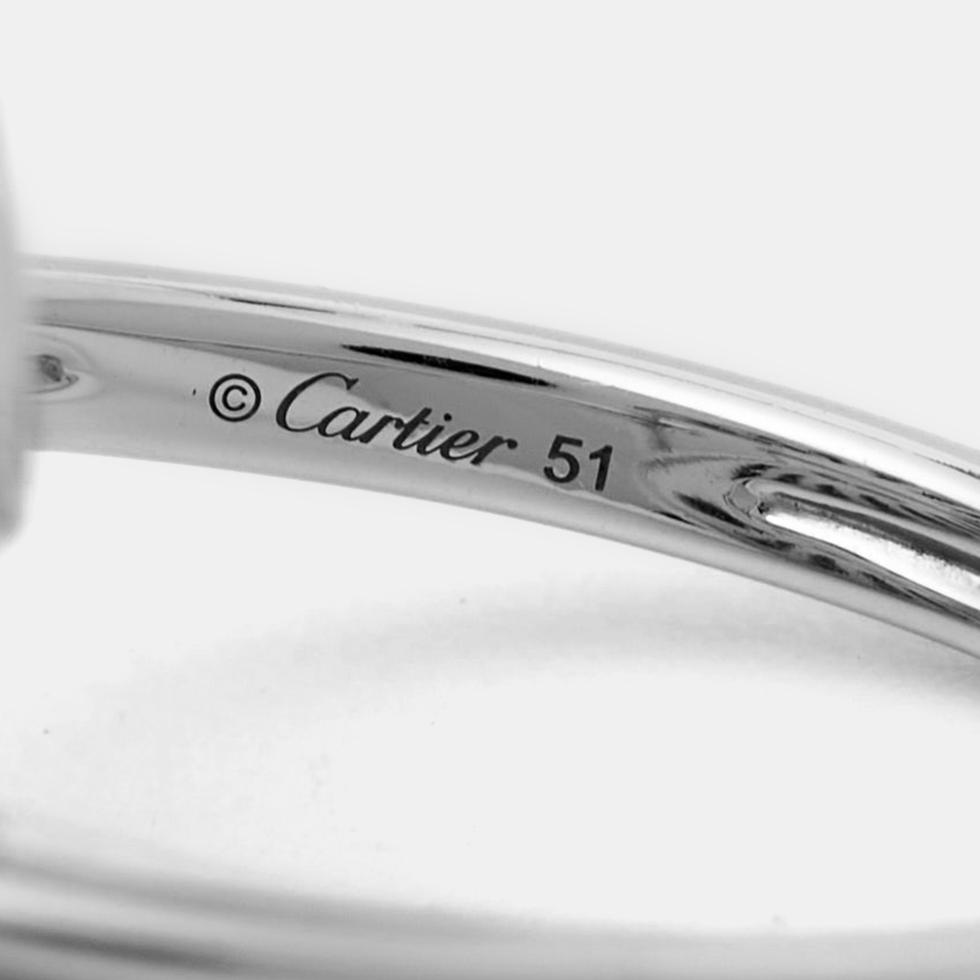 Cartier Amulette De Cartier Diamonds 18k White Gold Small Model Ring Size 51