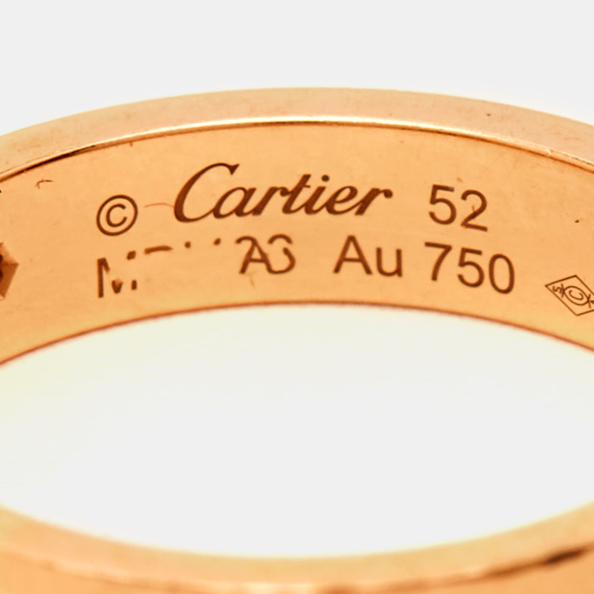 Cartier Love 1 Diamond 18k Rose Gold Wedding Band Ring Size 52