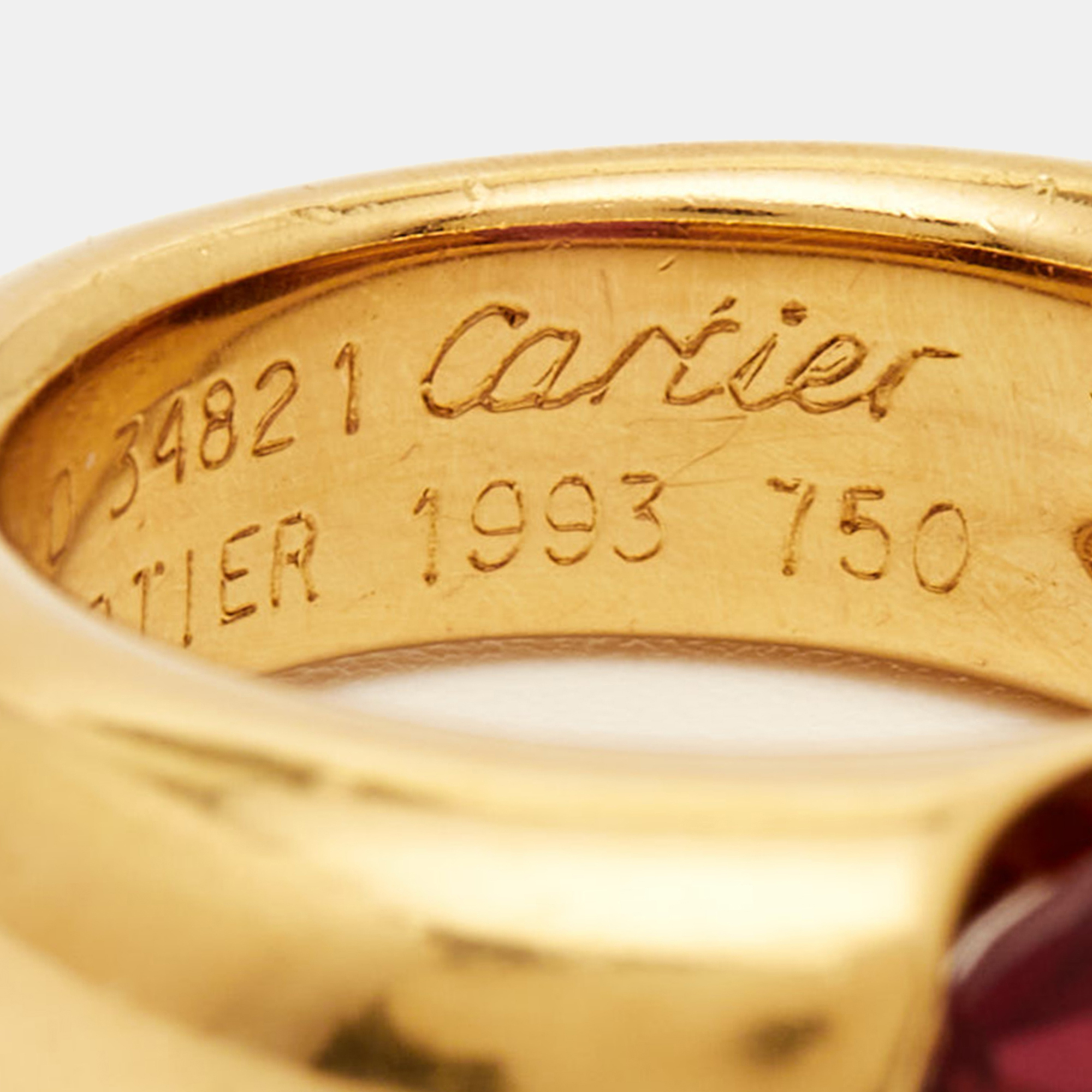 Cartier Eclipse Tourmaline 18k Yellow Gold Ring Size 52