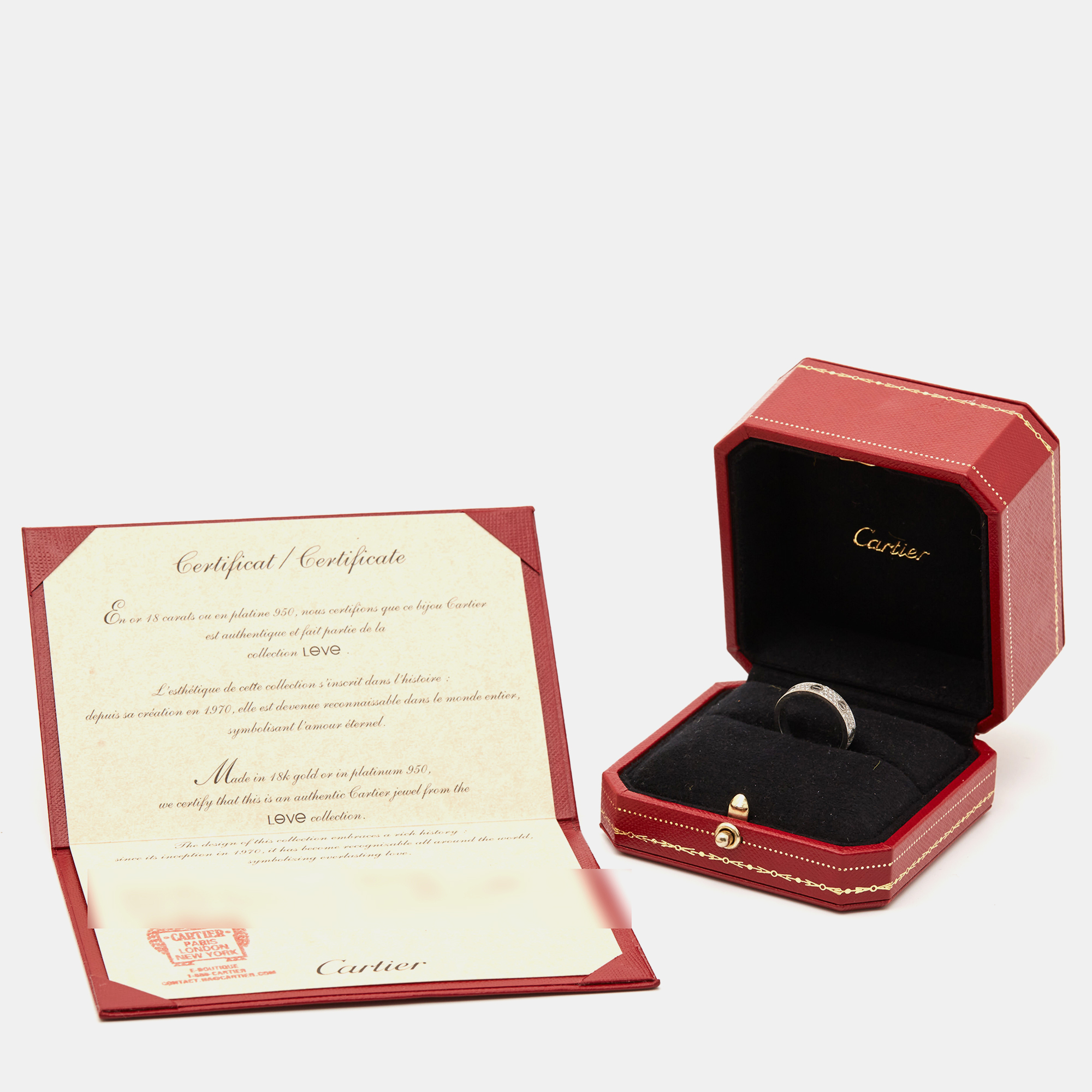 Cartier Love Diamonds 18k White Gold Ring Size 52