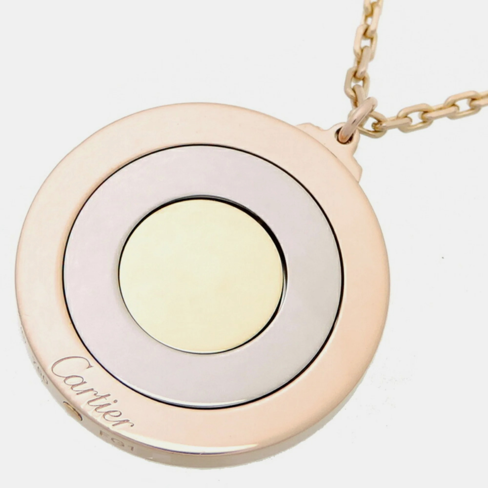 Cartier Trinity Movable Disc 18K Yellow Rose And White Gold Necklace