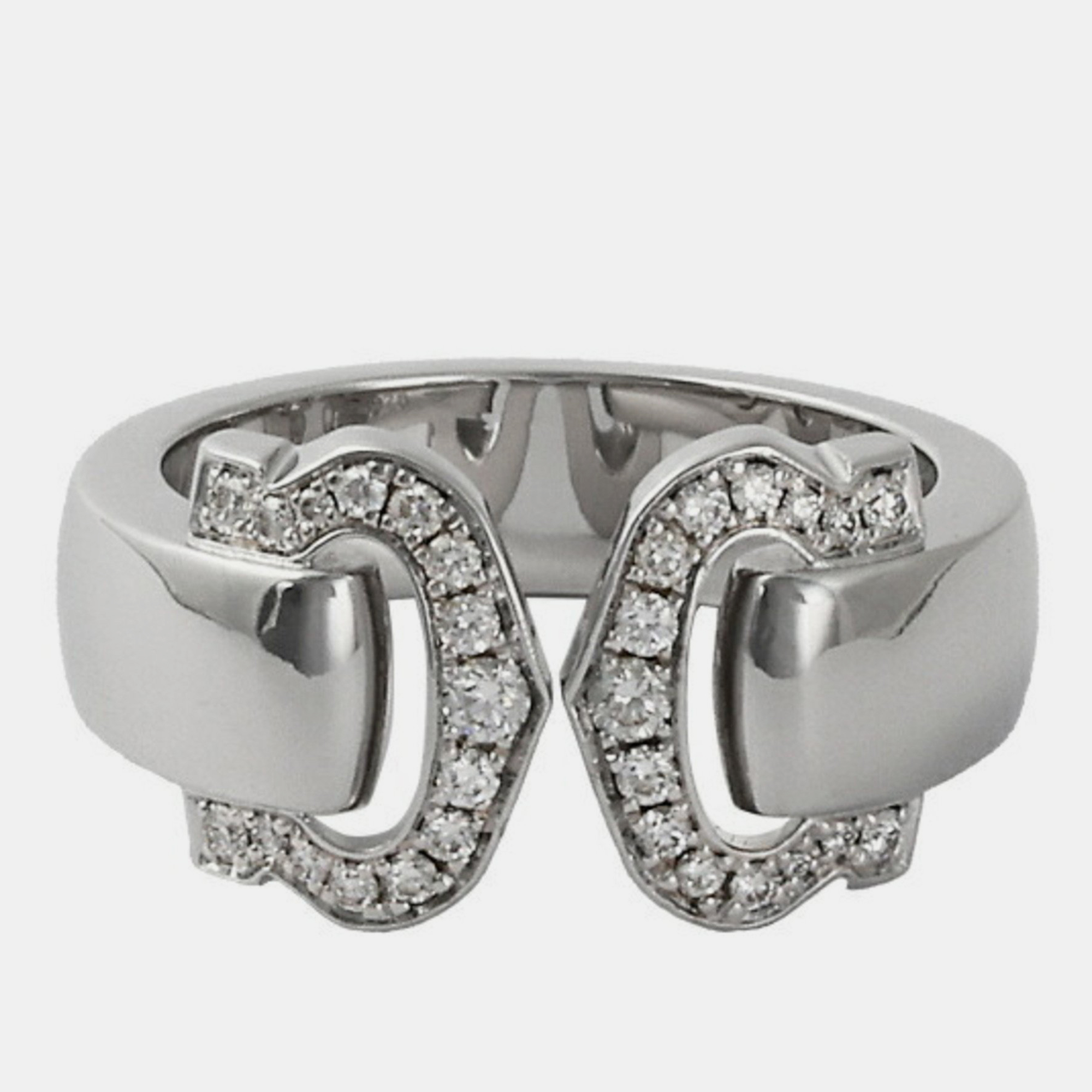 Cartier C De Cartier 18K White Gold Diamond Ring EU 48