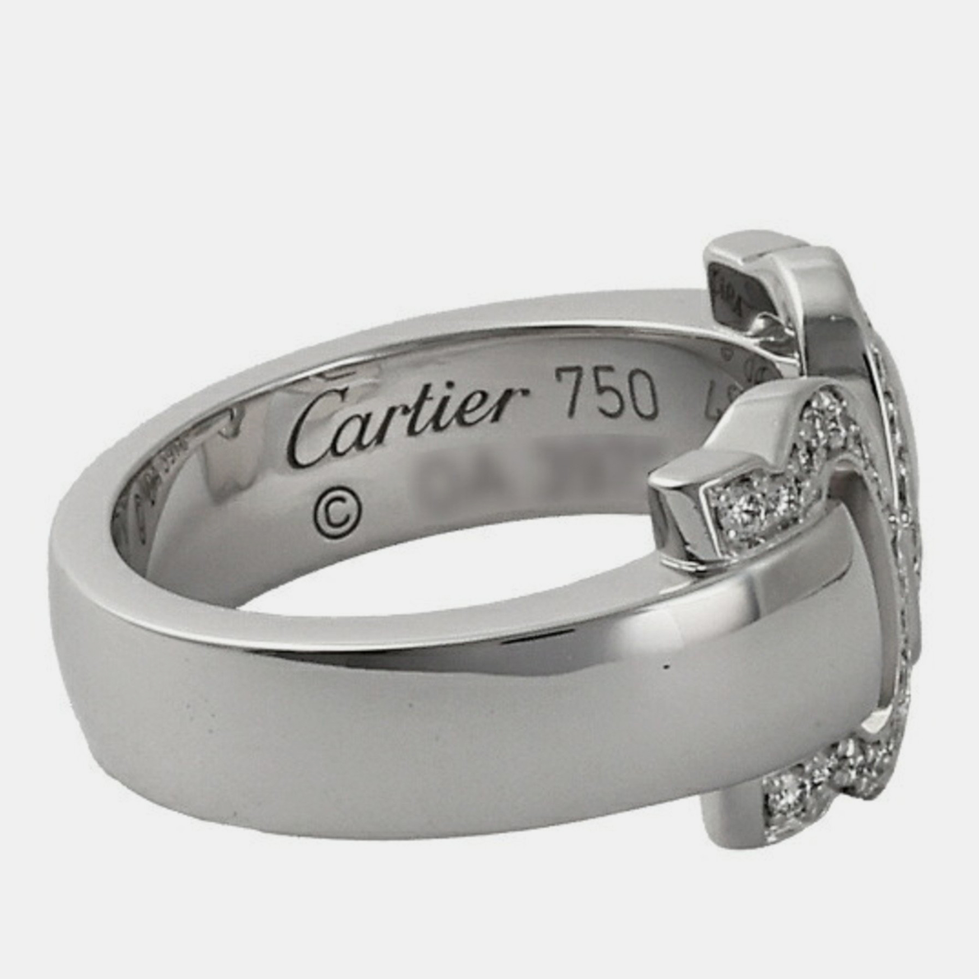 Cartier C De Cartier 18K White Gold Diamond Ring EU 48