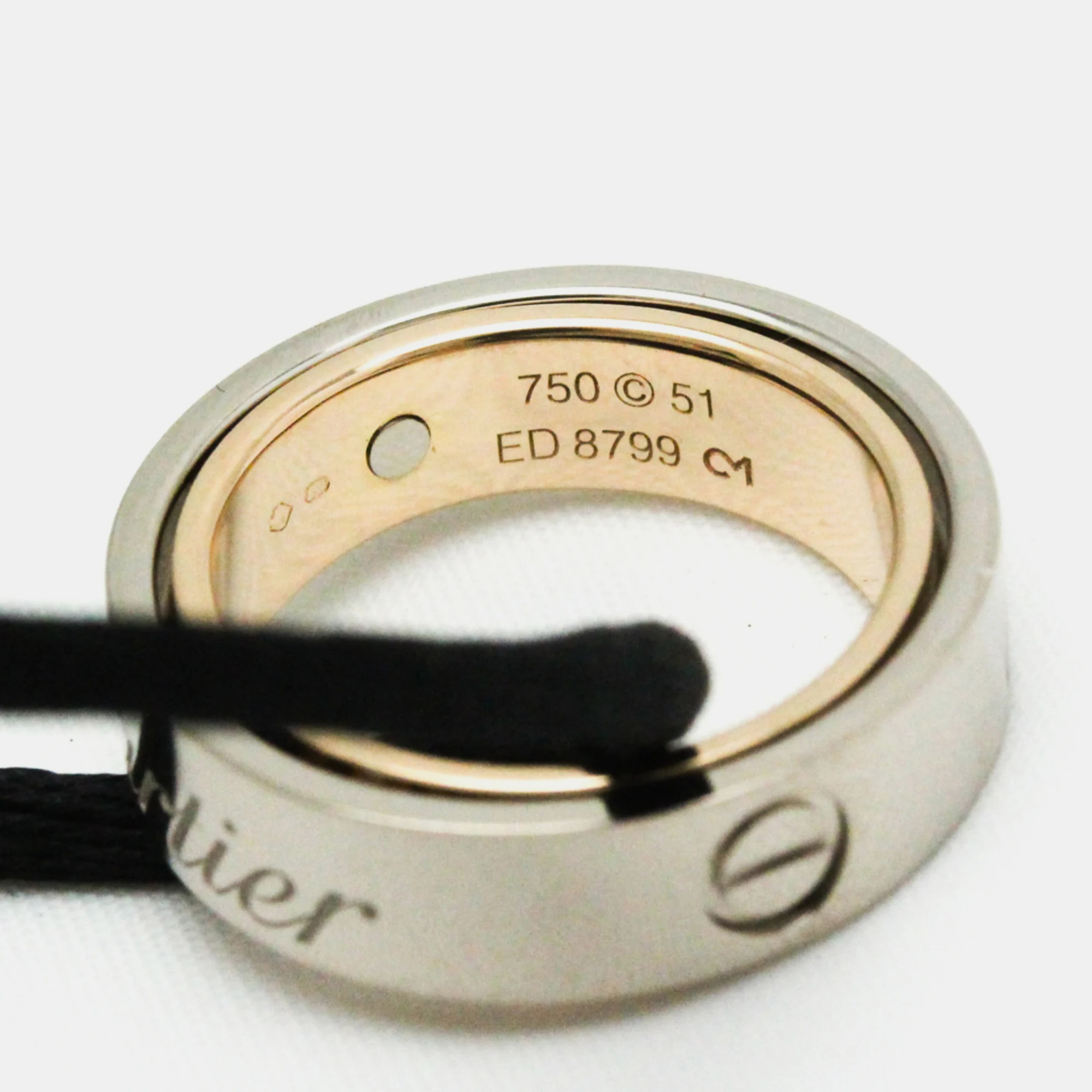 Cartier Love Secret Limited Edition 18K Rose Gold White Gold Ring EU 51