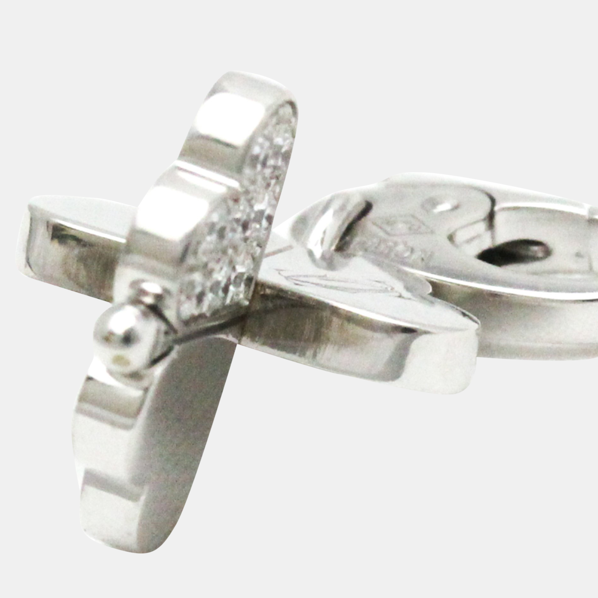 Cartier 18K White Gold And Diamond Four Leaf Clover Charm