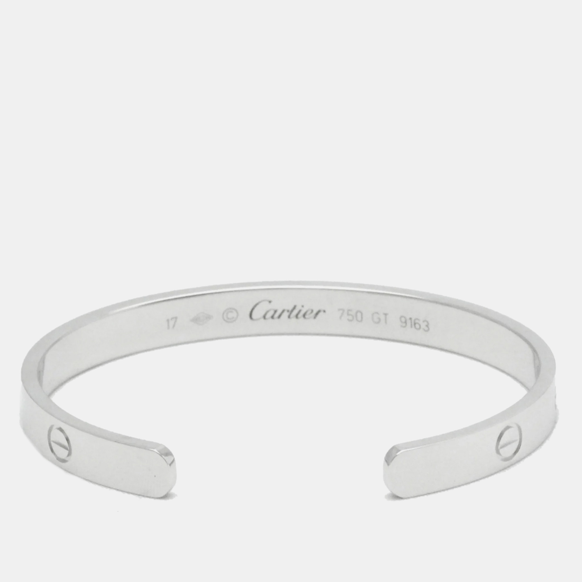 Cartier 18K White Gold Bangle Cuff Bracelet
