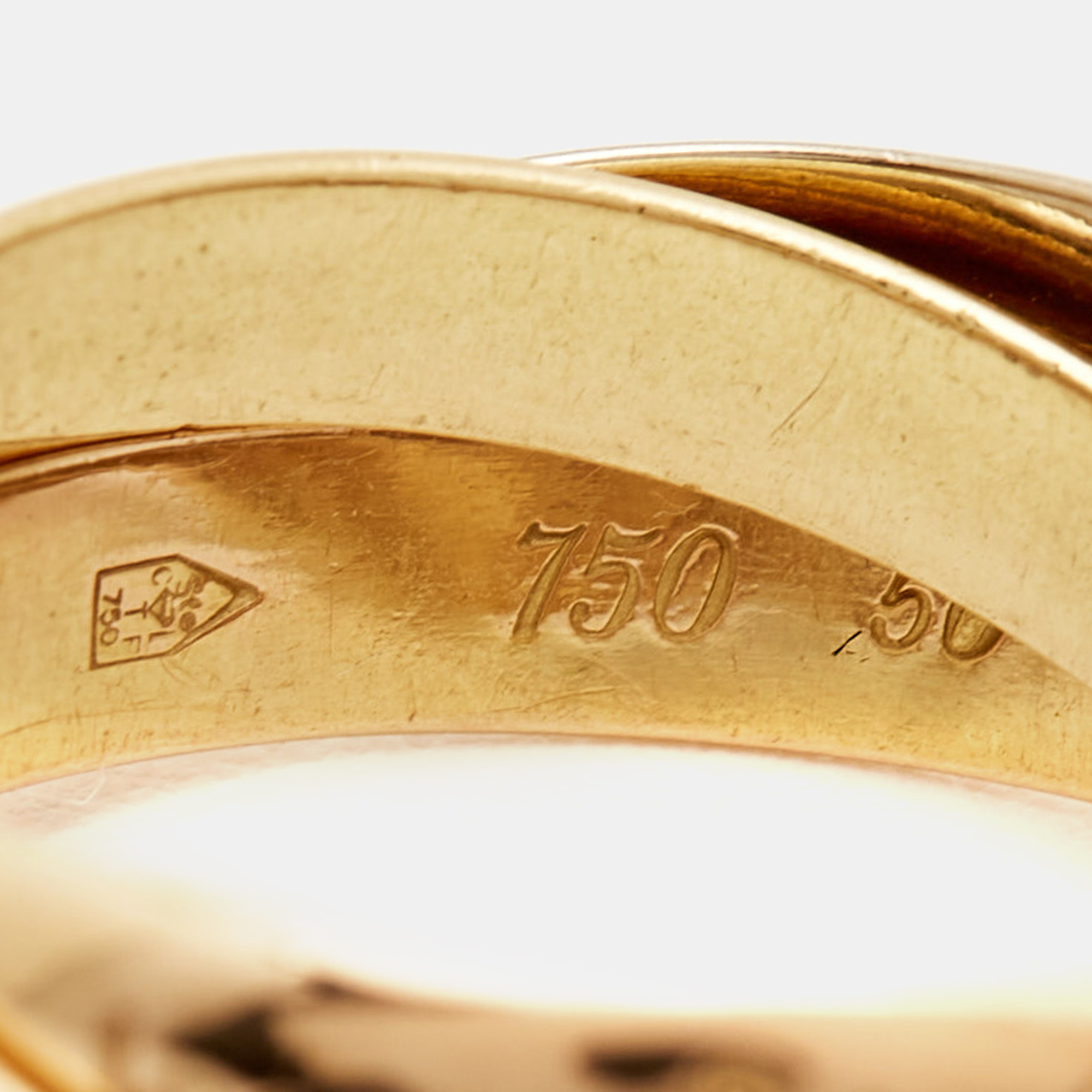 Cartier Les Must De Cartier 18K Three Tone Gold Ring 50