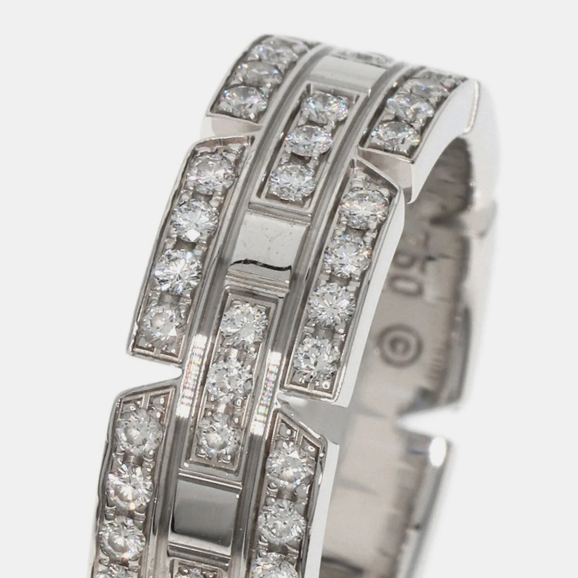 Cartier Maillon Panthere 18K White Gold Diamond Ring EU 49