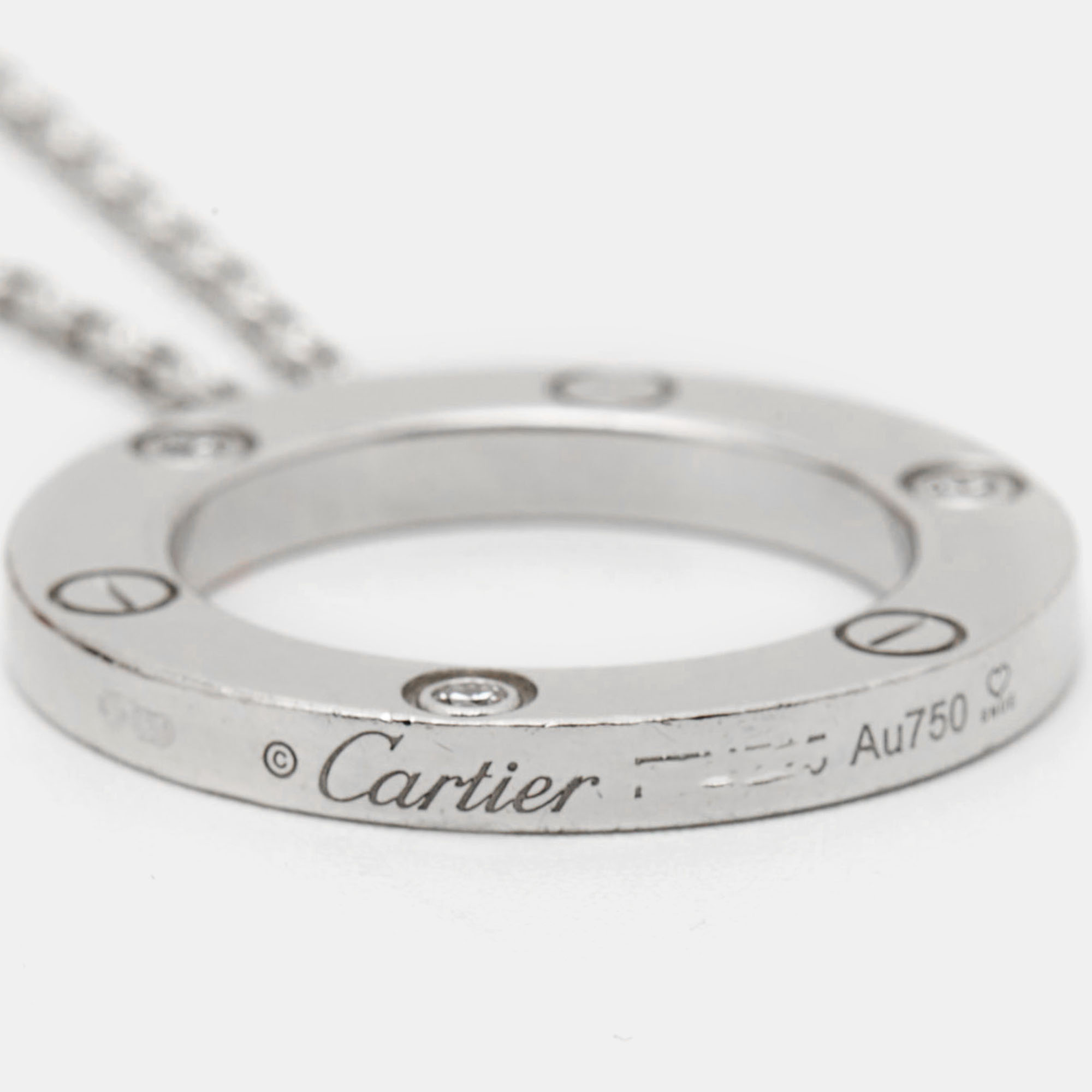 Cartier Love 3 Diamond 18k White Gold Pendant Necklace