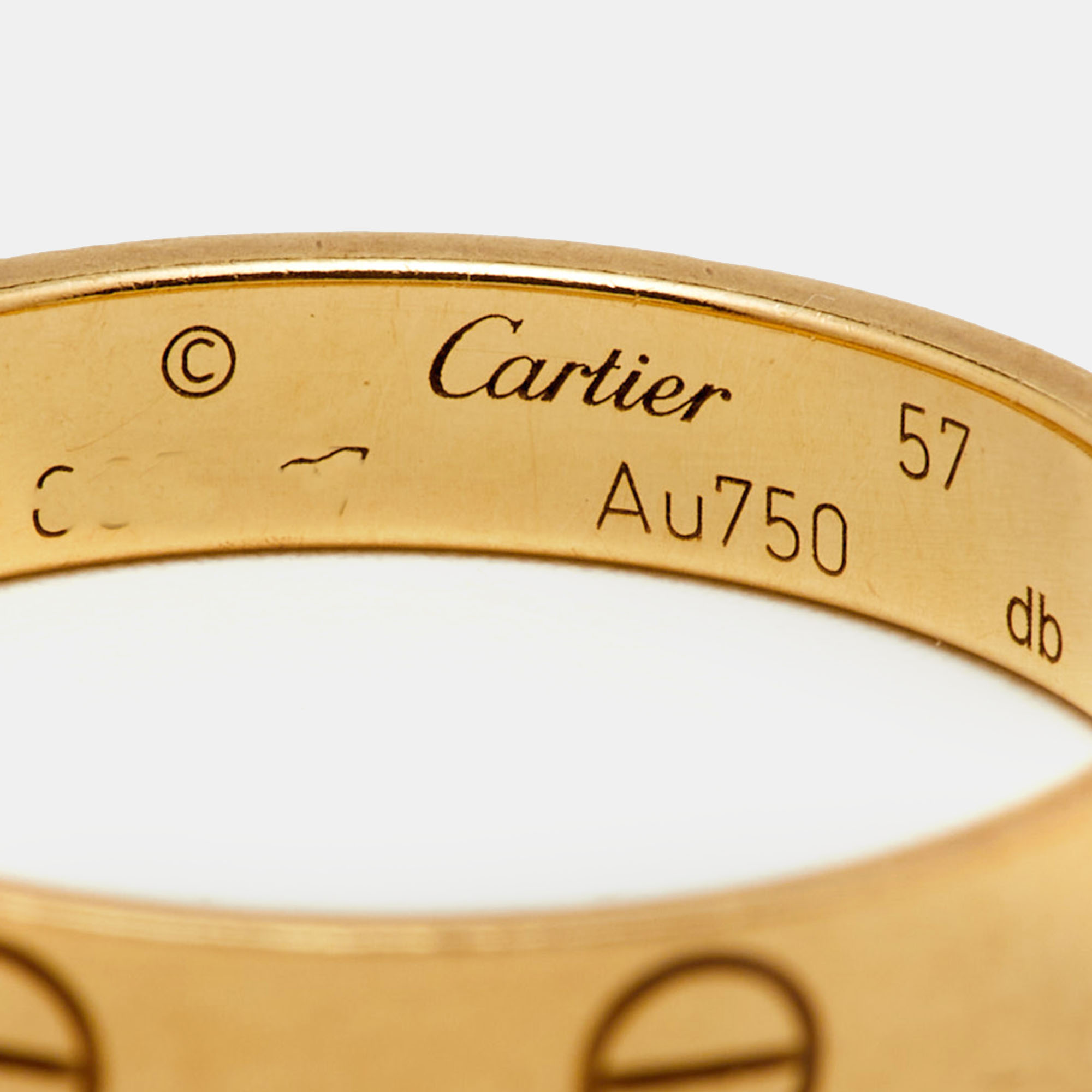 Cartier Love 18K Yellow Gold Narrow Wedding Band Ring Size 57