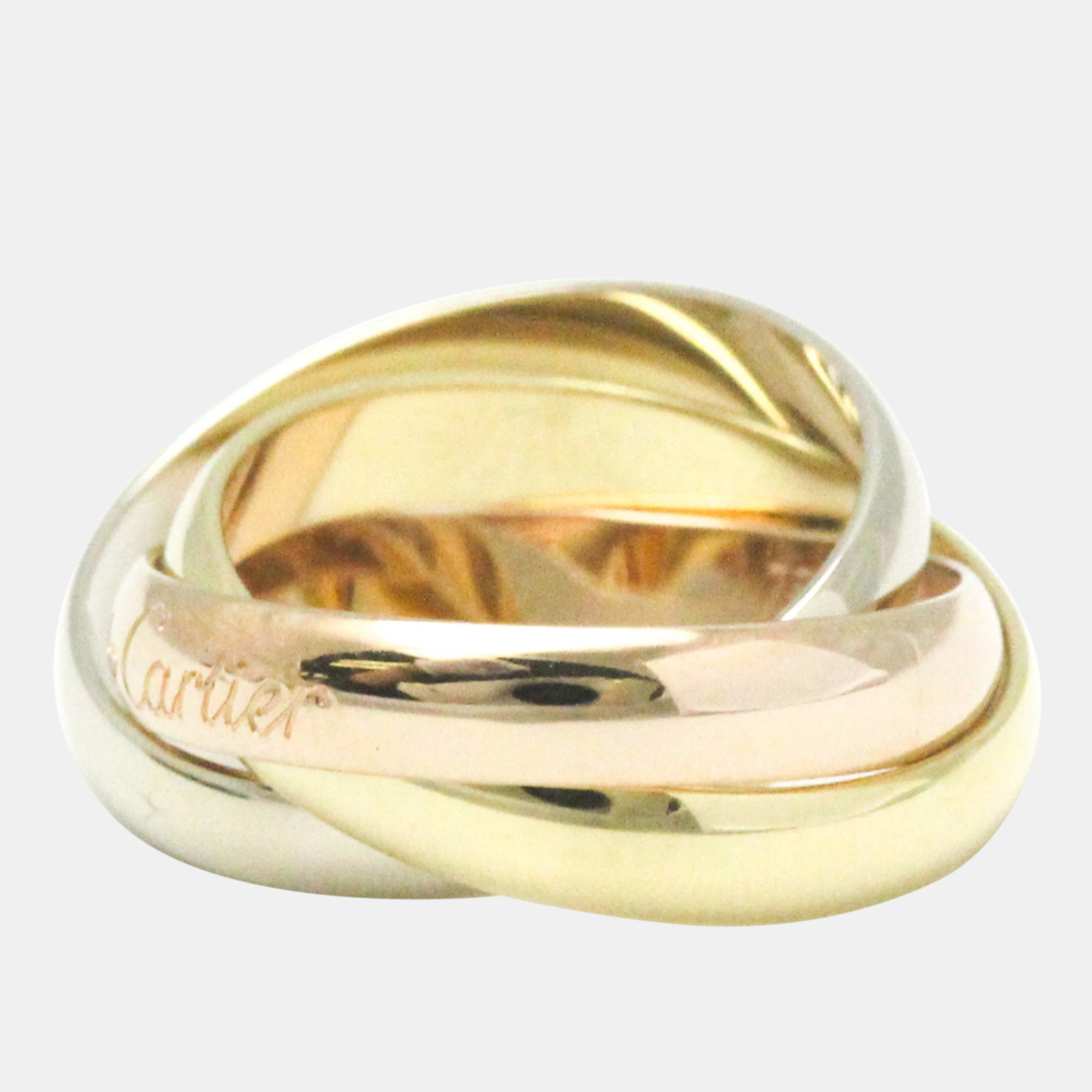 Cartier 18K Yellow, Rose And White Gold Trinity Band Ring EU 50