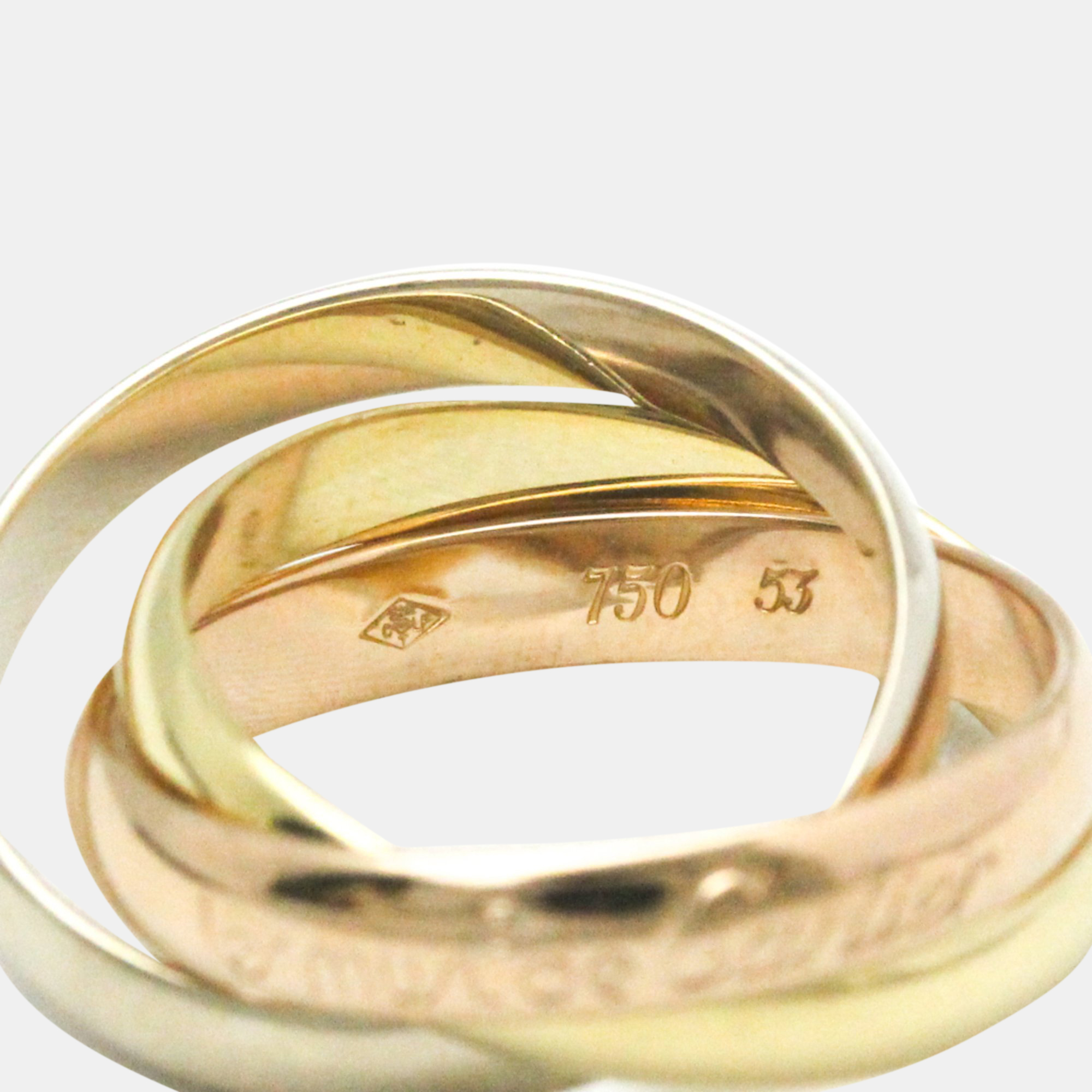 Cartier 18K Yellow, Rose And White Gold Trinity Band Ring EU 53