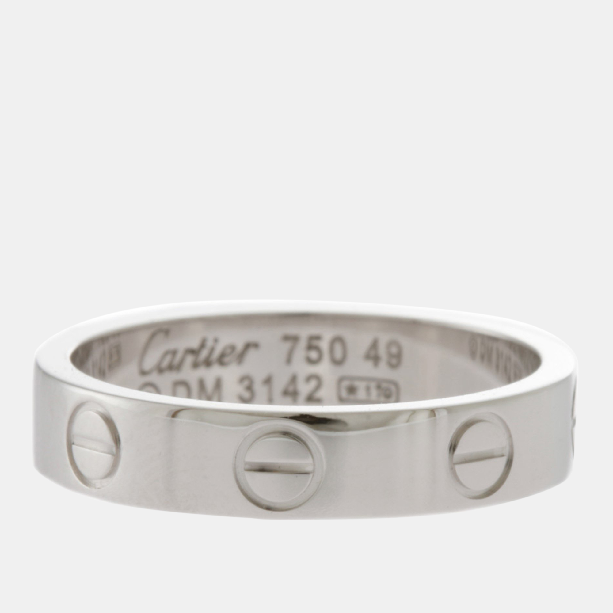 Cartier 18K White Gold Love Band Ring EU 49