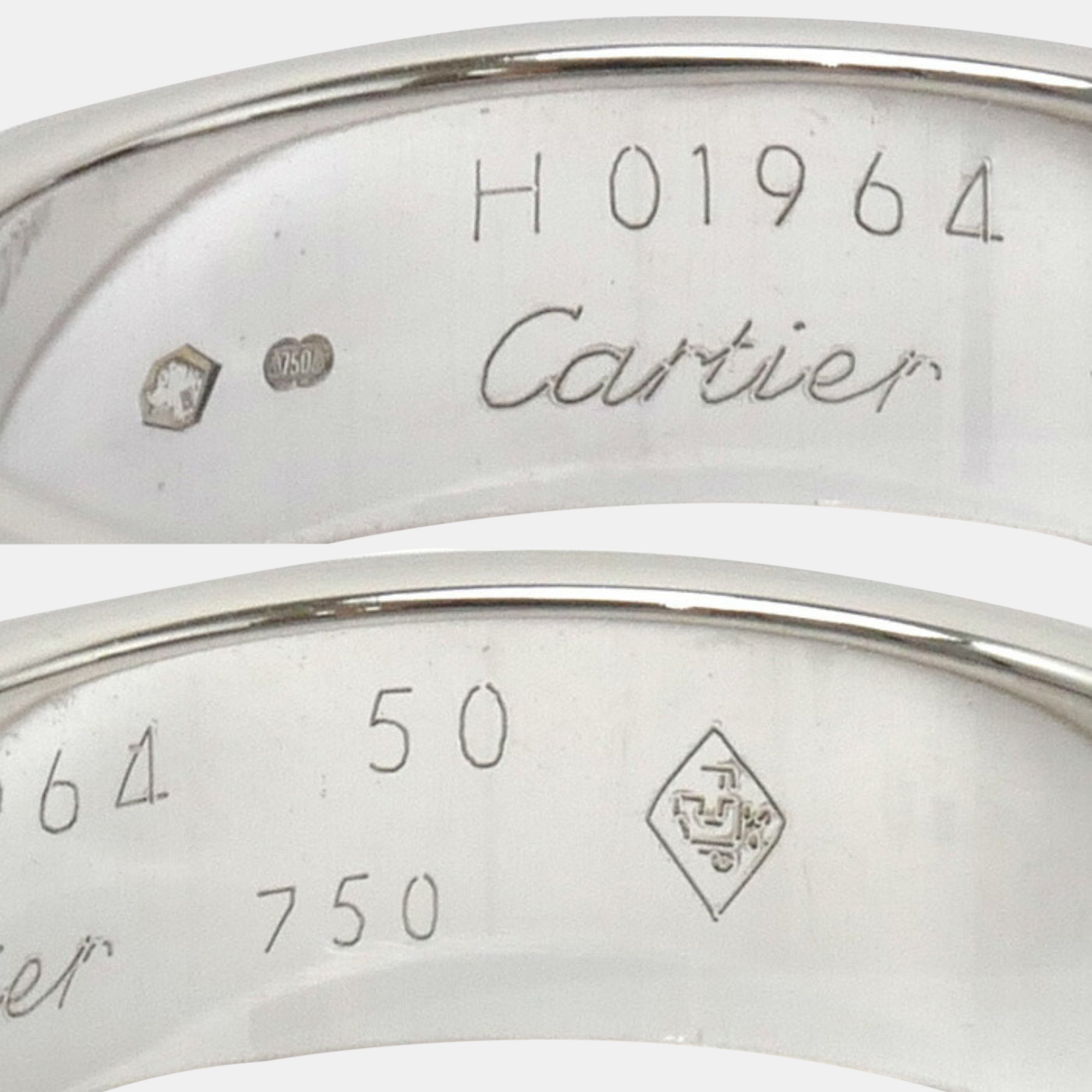 Cartier 18K White Gold Love Band Ring EU 50