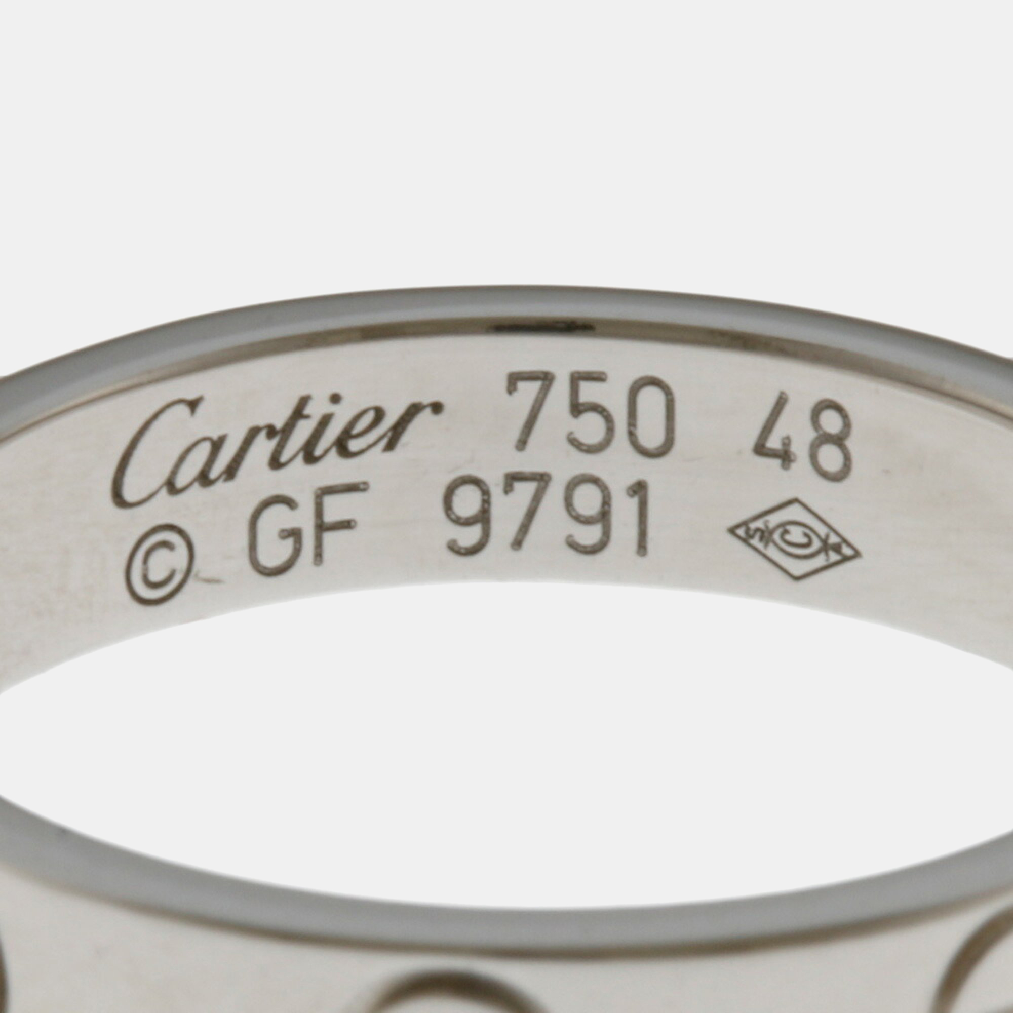 Cartier 18K White Gold Love Band Ring EU 48
