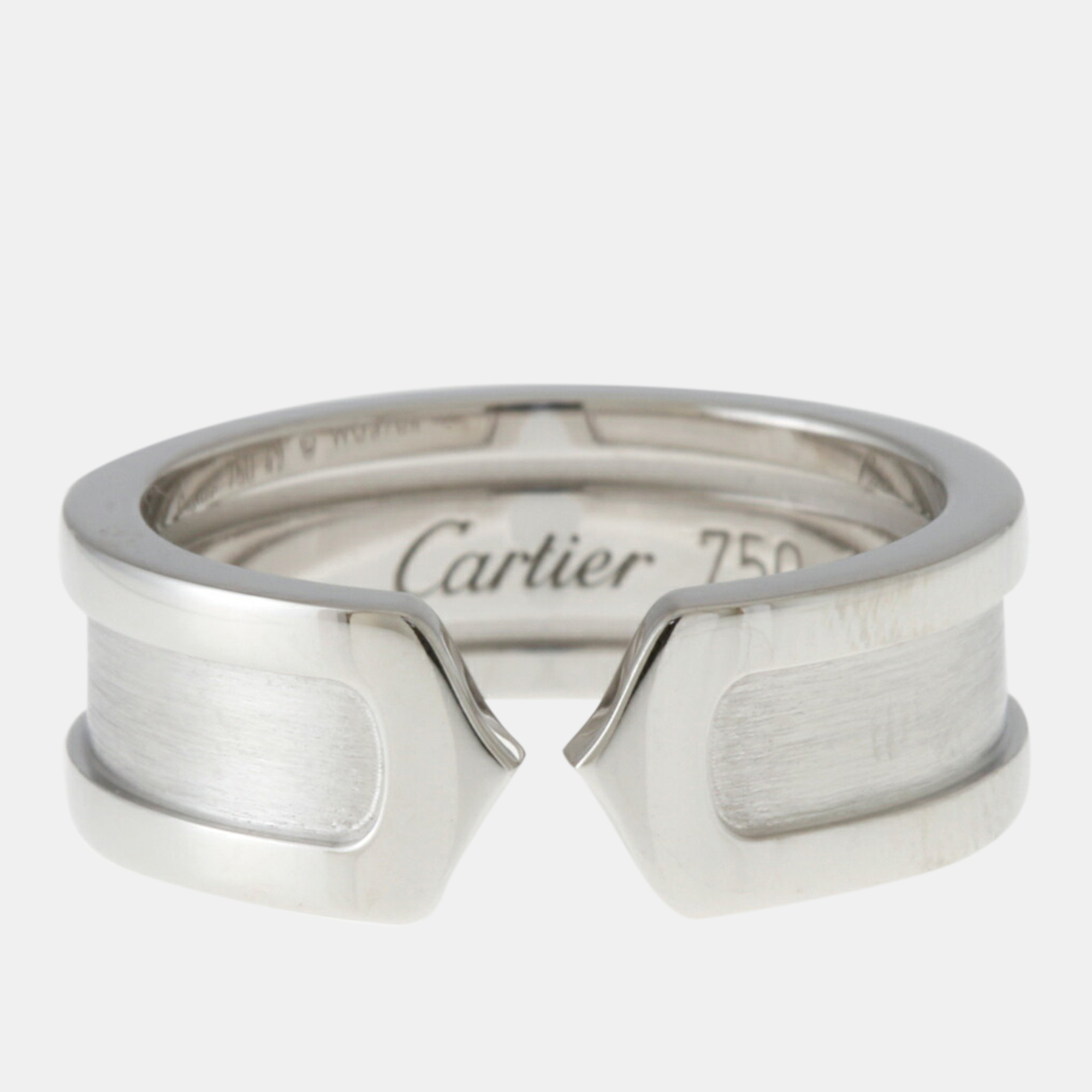 Cartier 18K White Gold C De Cartier Band Ring EU 49
