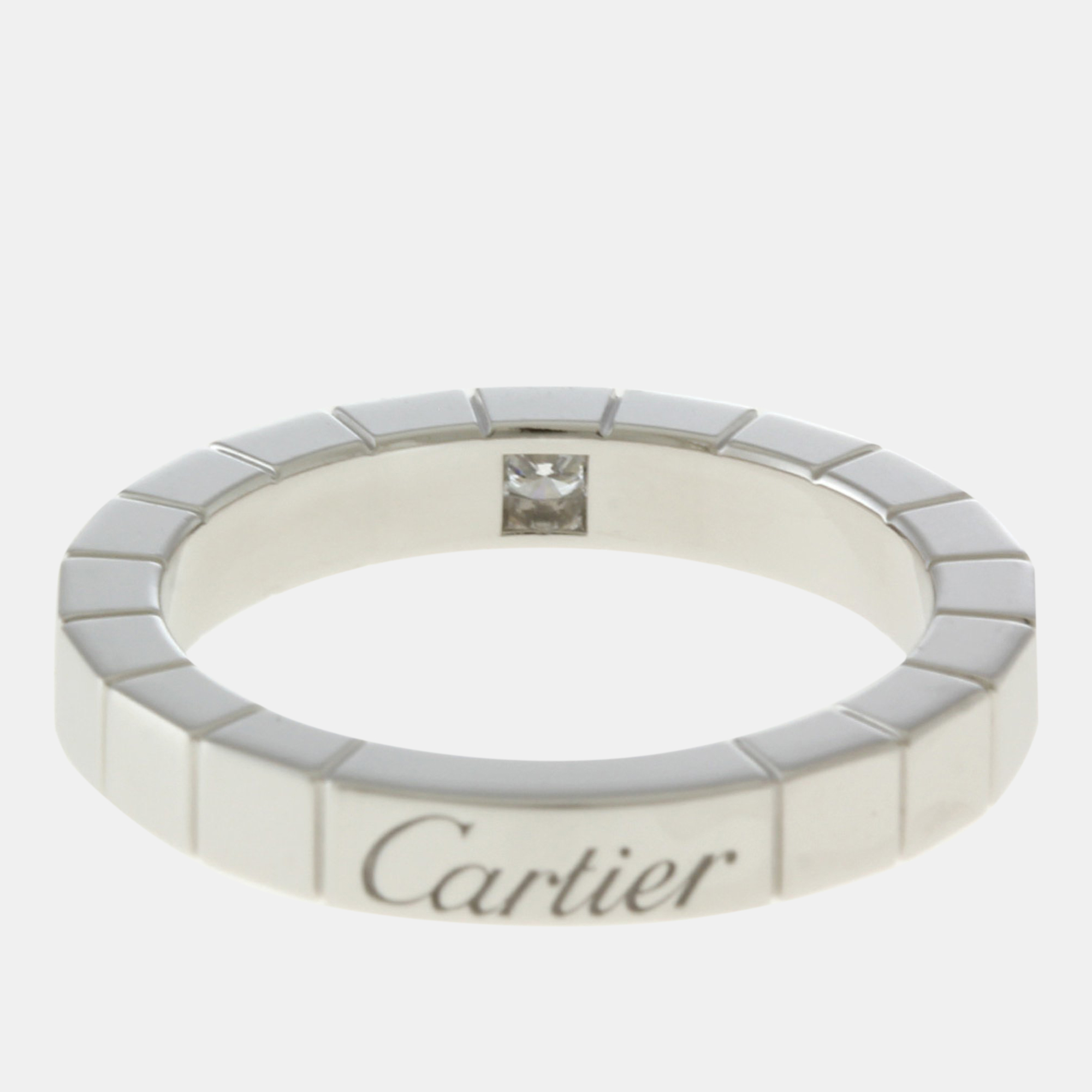 Cartier 18K White Gold And Diamond Lanieres Band Ring EU 50