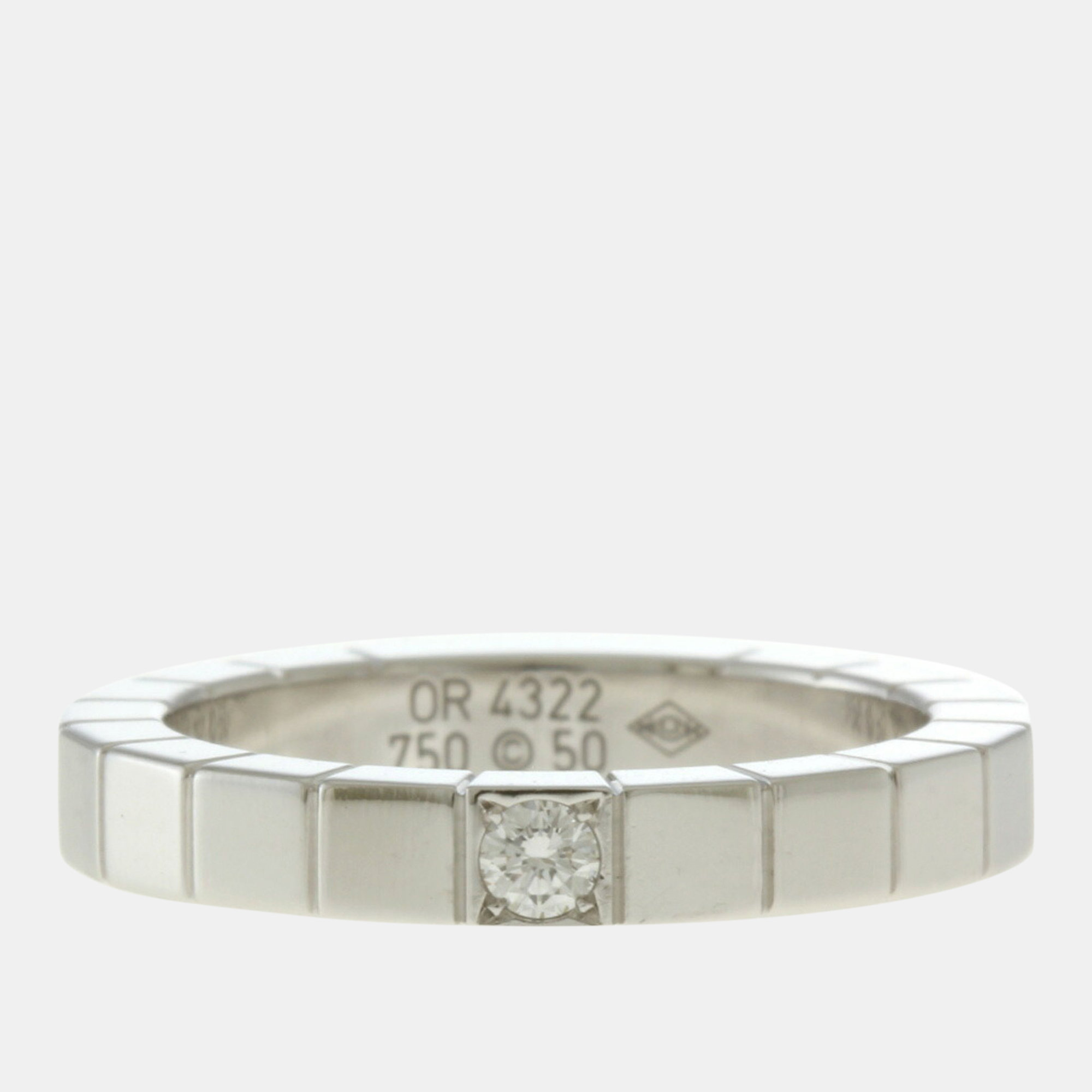Cartier 18K White Gold And Diamond Lanieres Band Ring EU 50