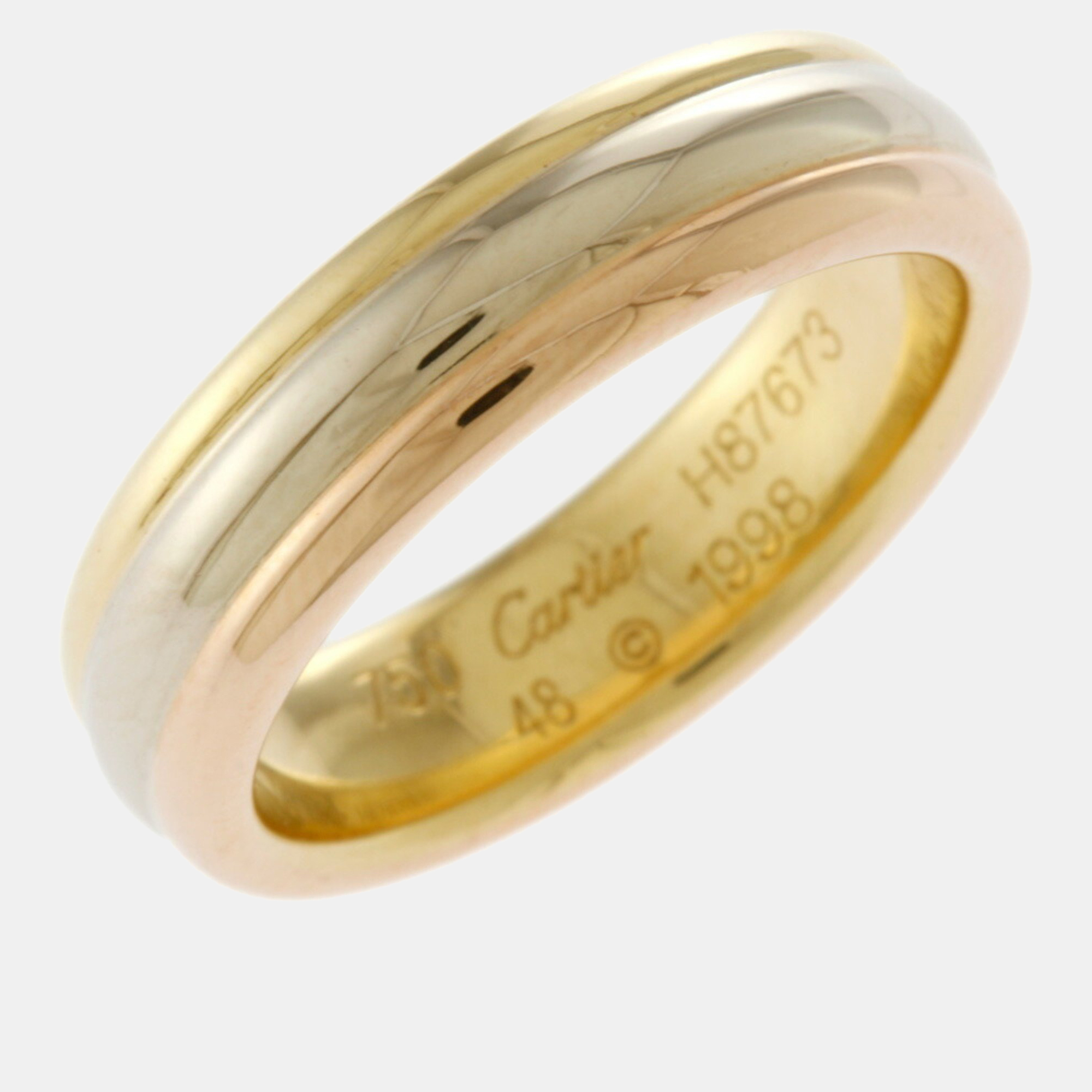 Cartier 18K Rose, White And Yellow Gold Louis Cartier Wedding Band Ring EU 48