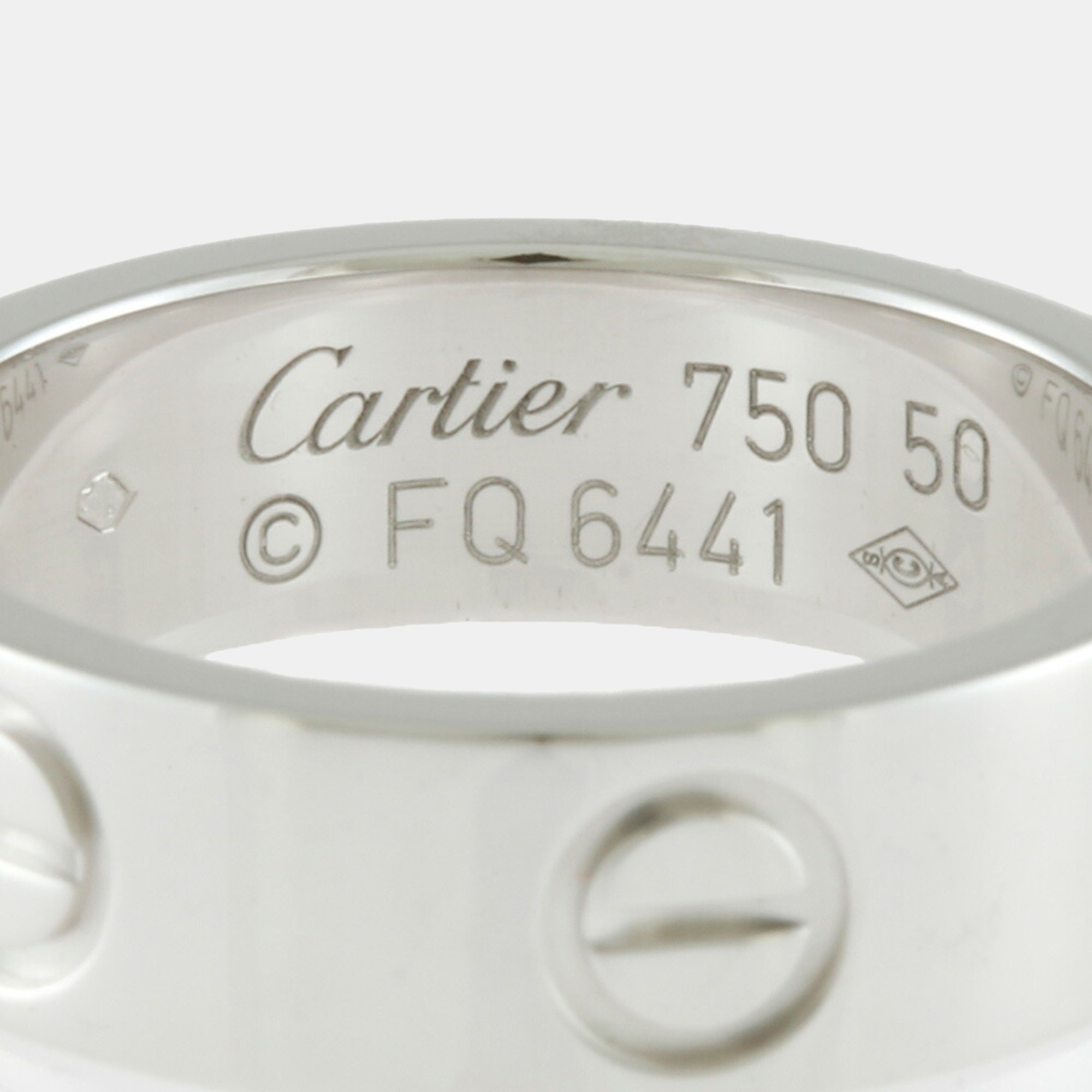 Cartier 18K White Gold Love Band Ring EU 50