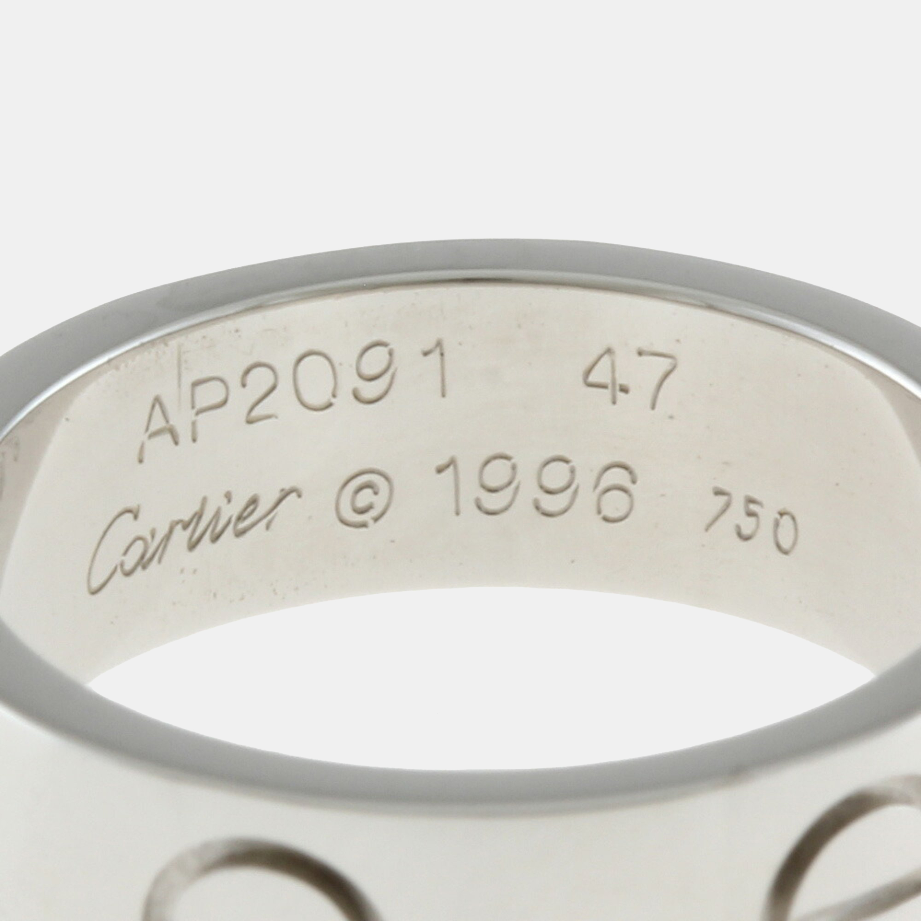 Cartier 18K White Gold Love Band Ring EU 47
