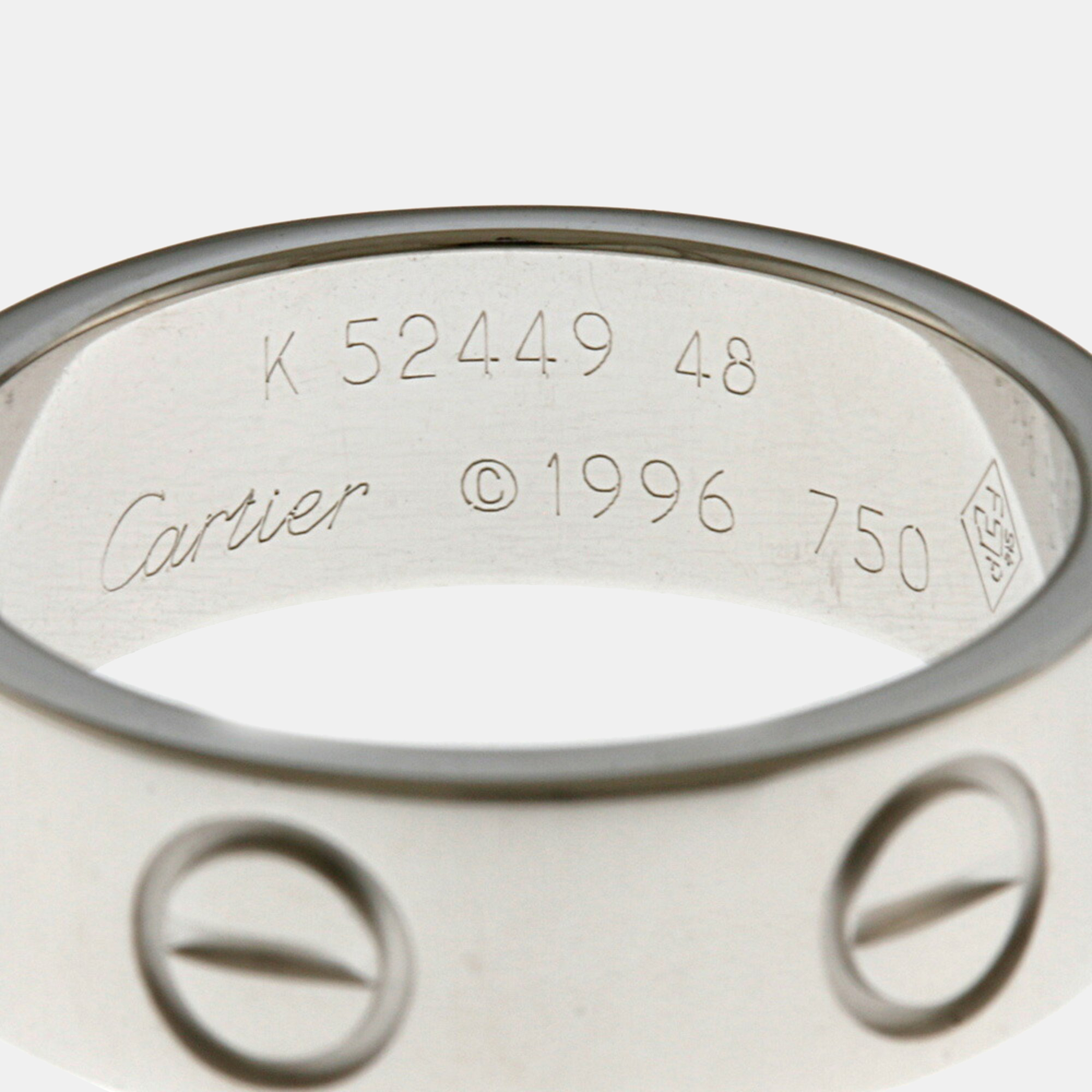 Cartier 18K White Gold Love Band Ring EU 48