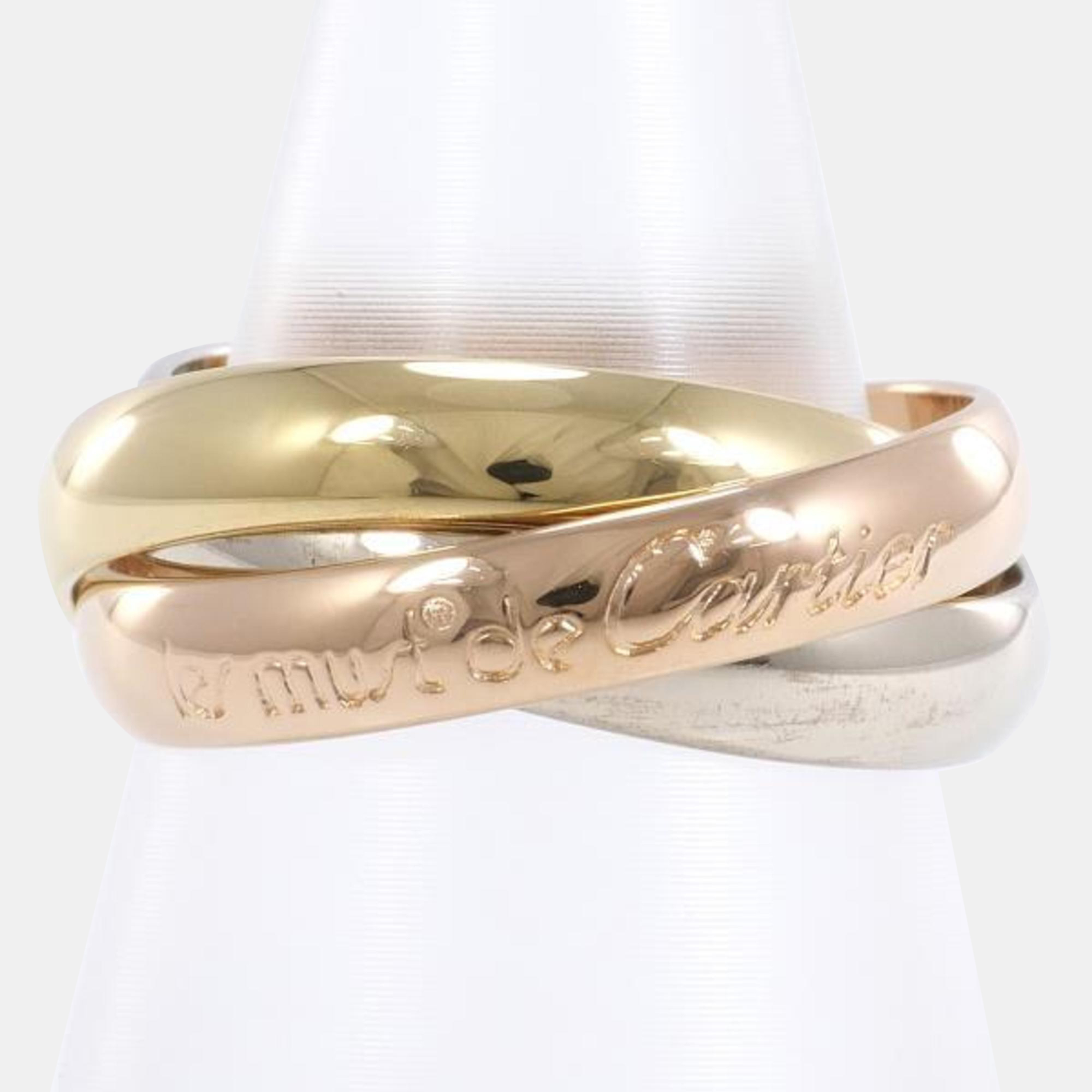 Cartier 18K Yellow, Rose And White Gold Trinity Band Ring EU 56